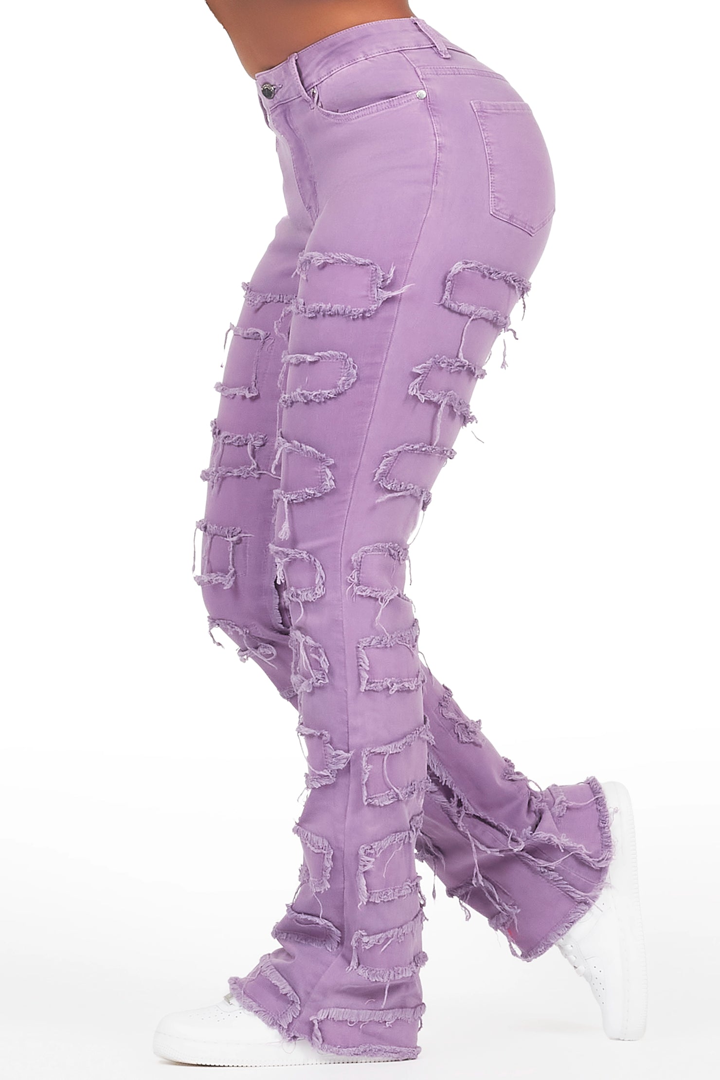 Zariyah Purple Stacked Flare Jean