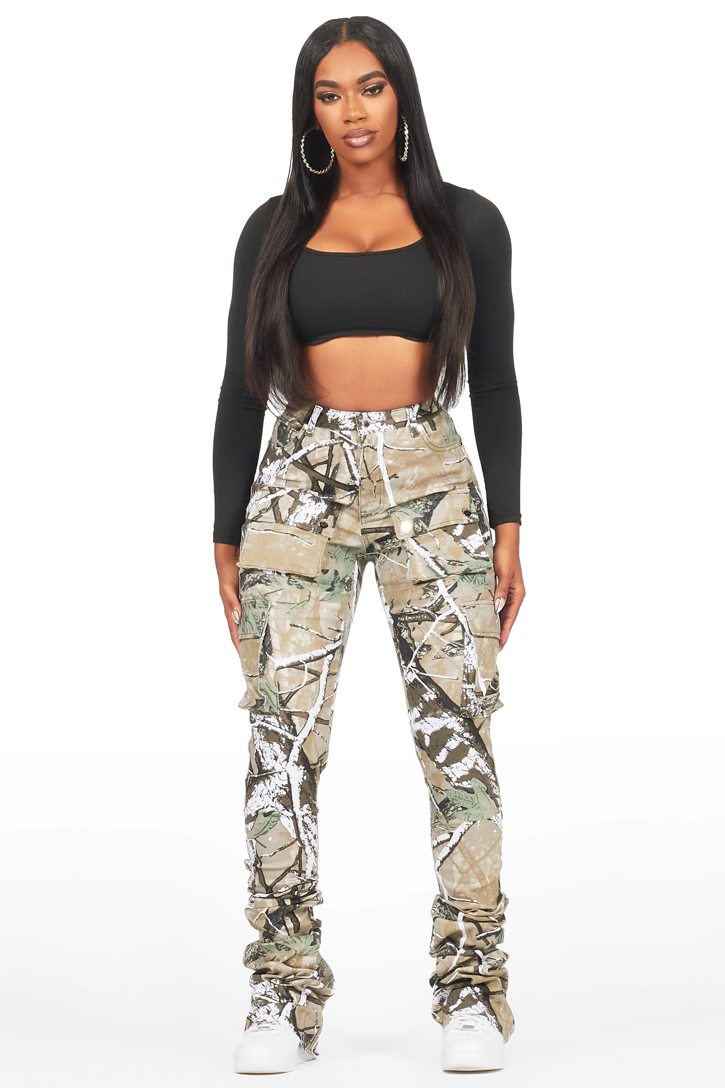 Noor Tree Camo Cargo Super Stacked Jean