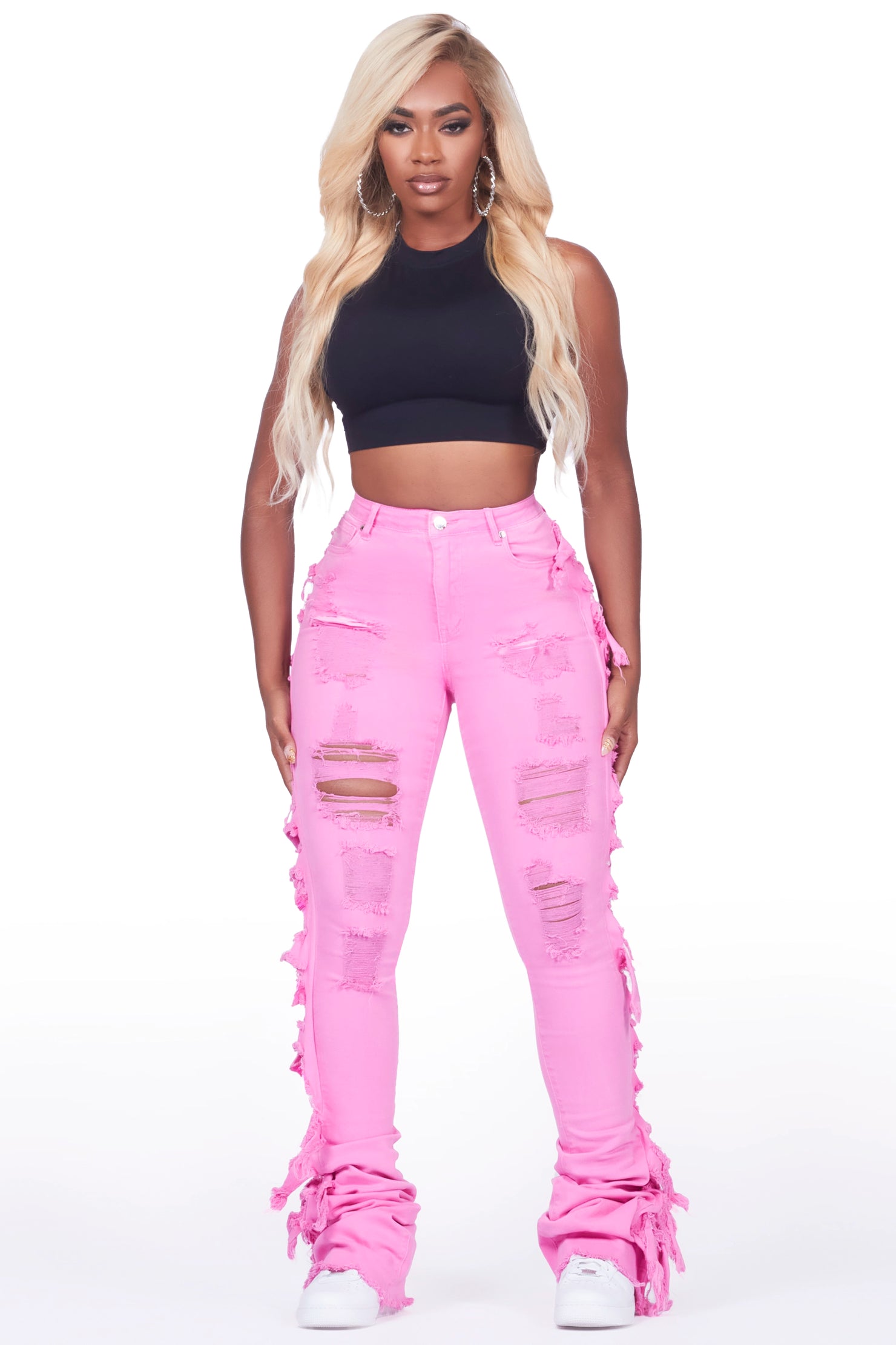 Cataleya Pink Super Stacked Jean