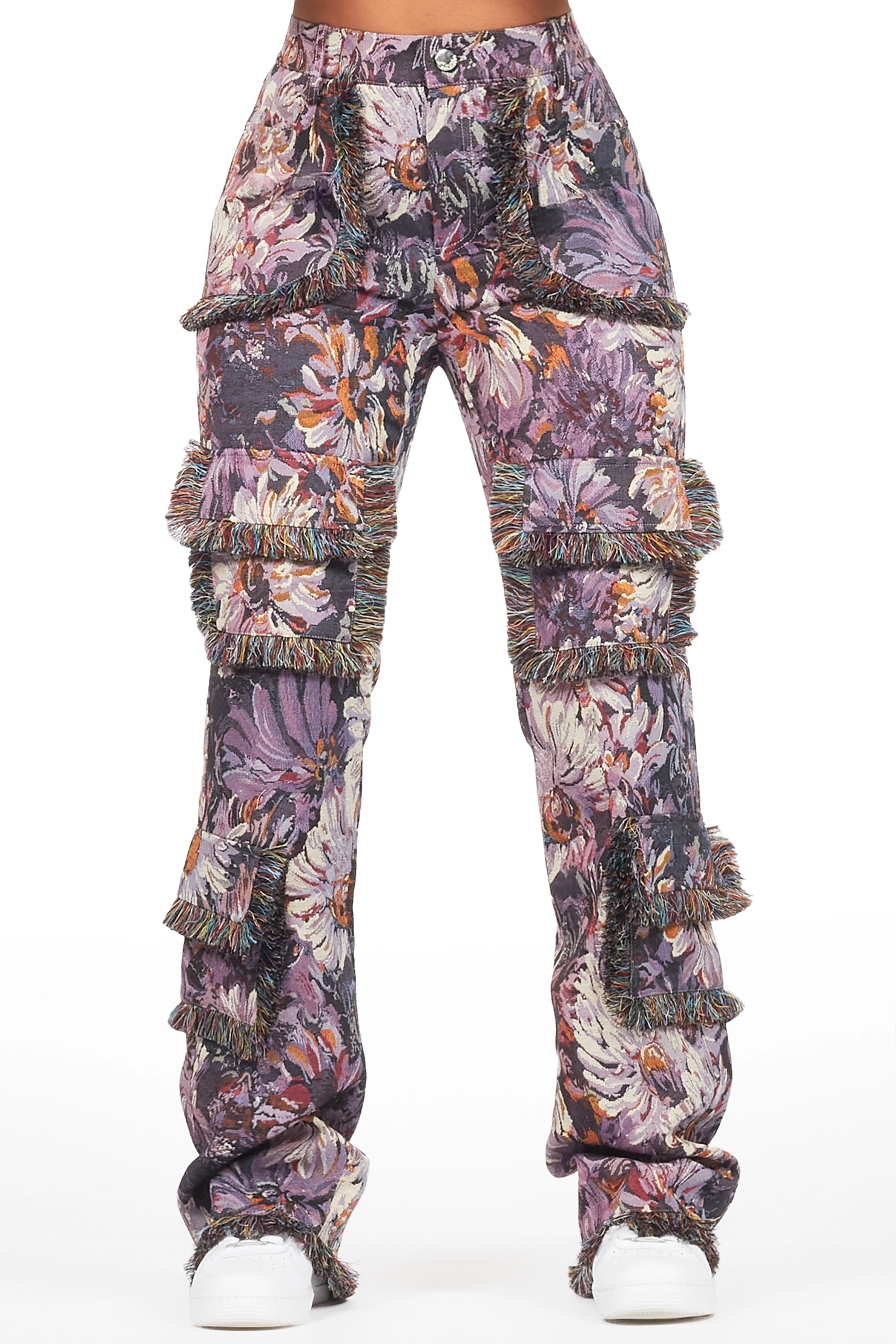 Takecia Purple Tapestry Stacked Pant