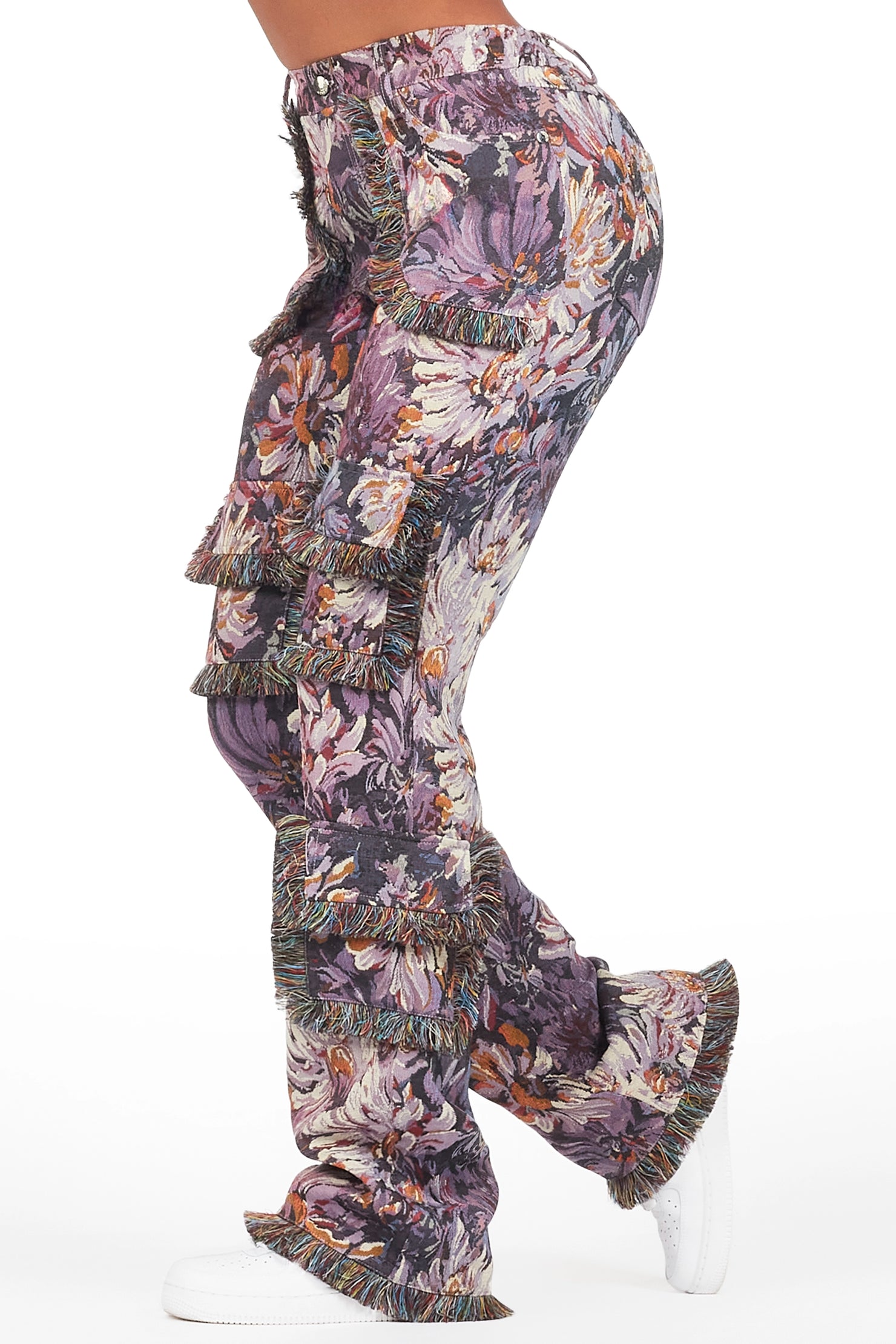 Takecia Purple Tapestry Stacked Pant