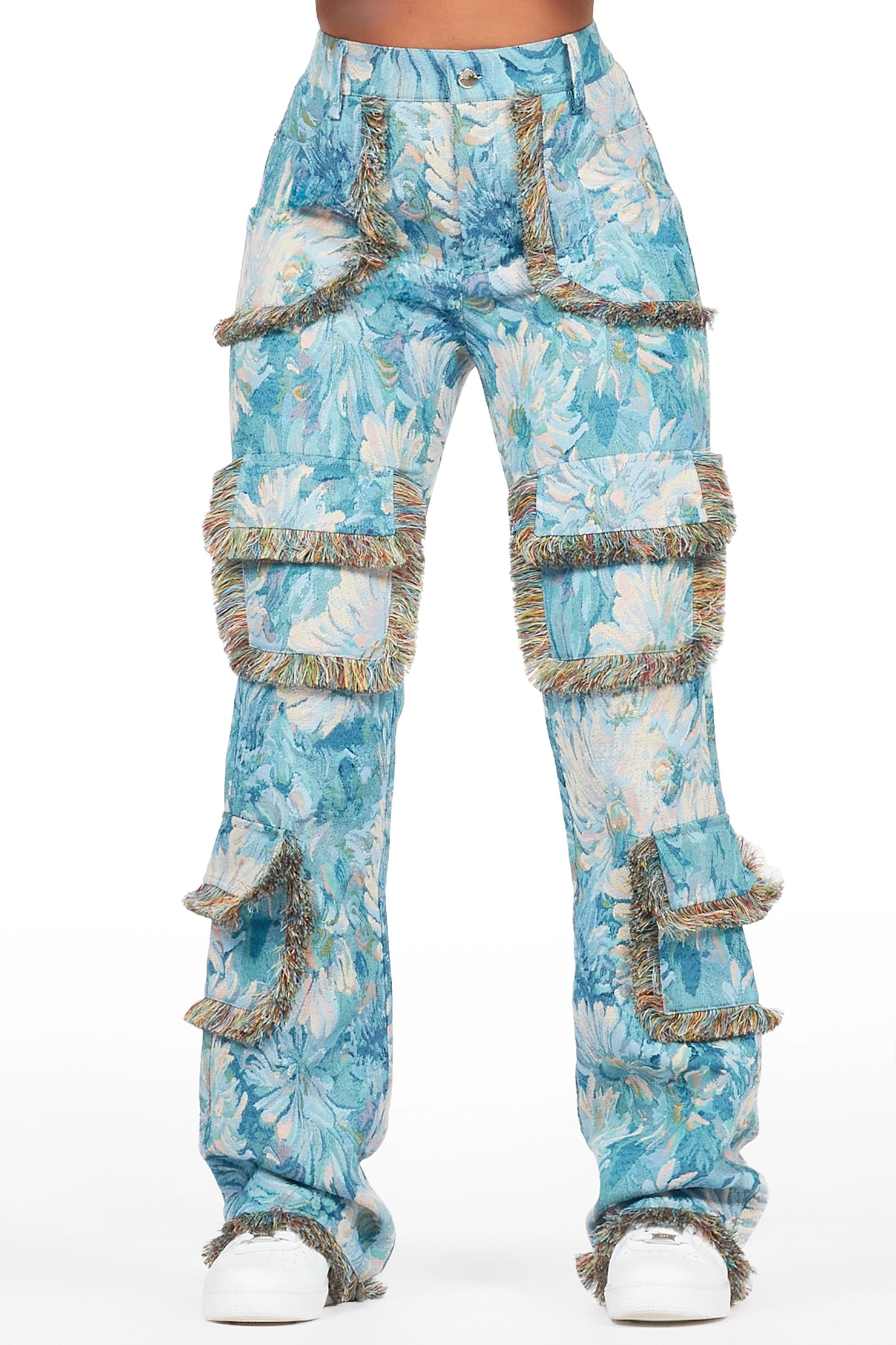 Takecia Blue Tapestry Stacked Pant