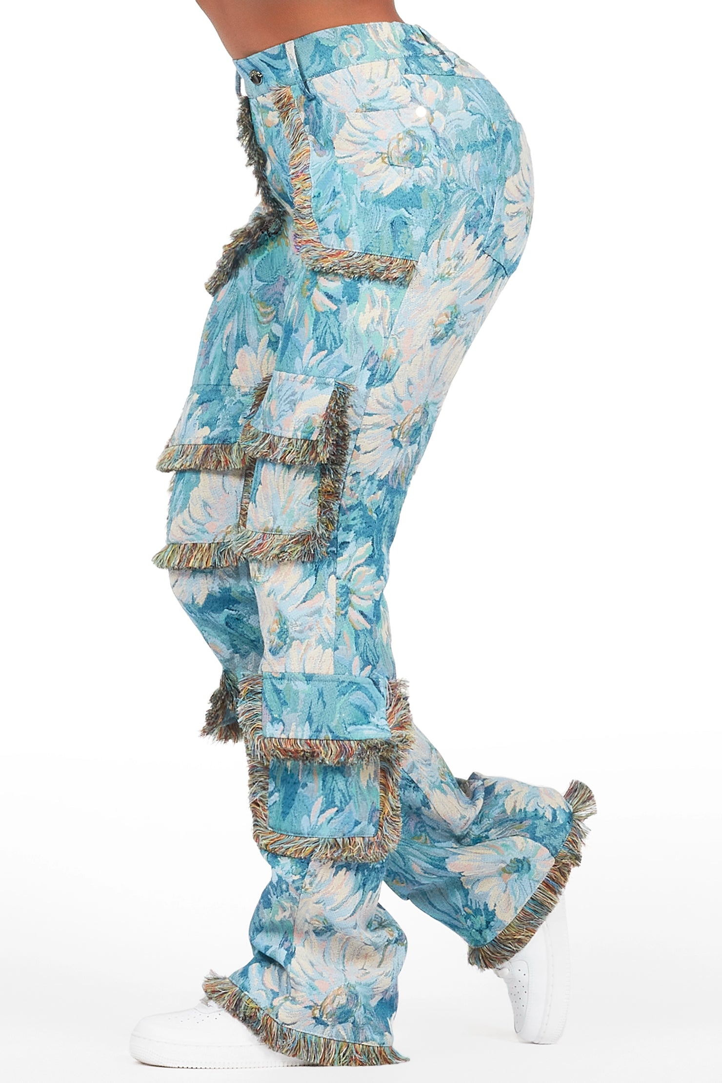 Takecia Blue Tapestry Stacked Pant