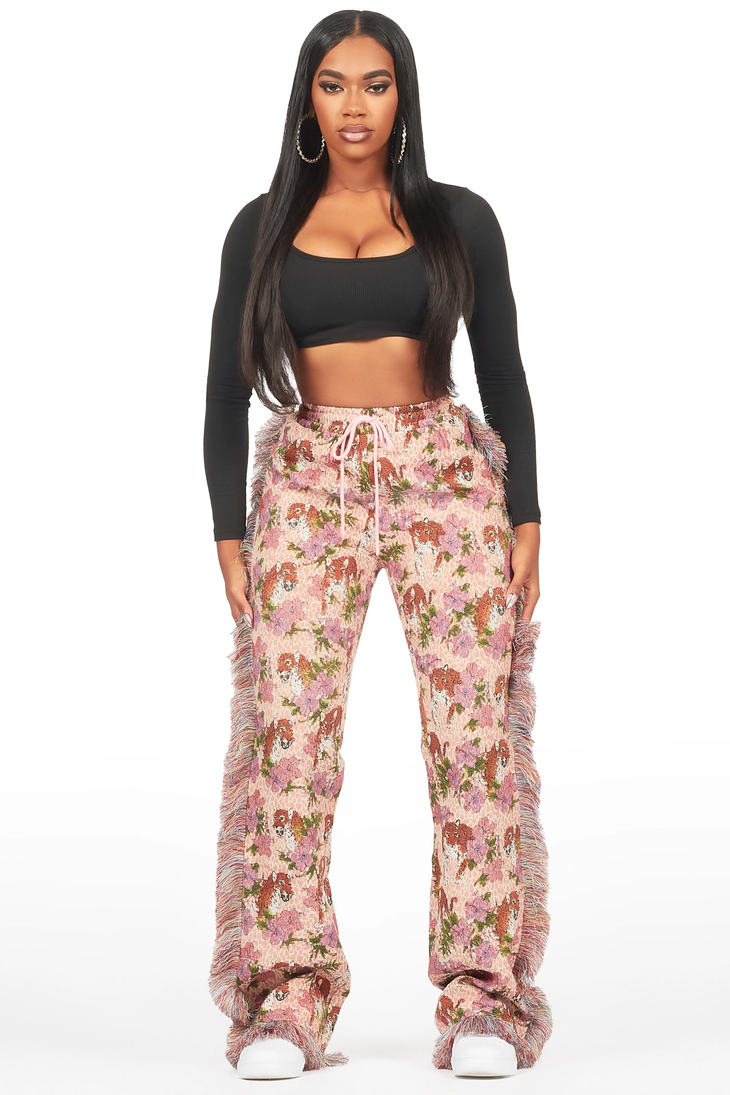 Alexsia Pink Tapestry Stacked Pant