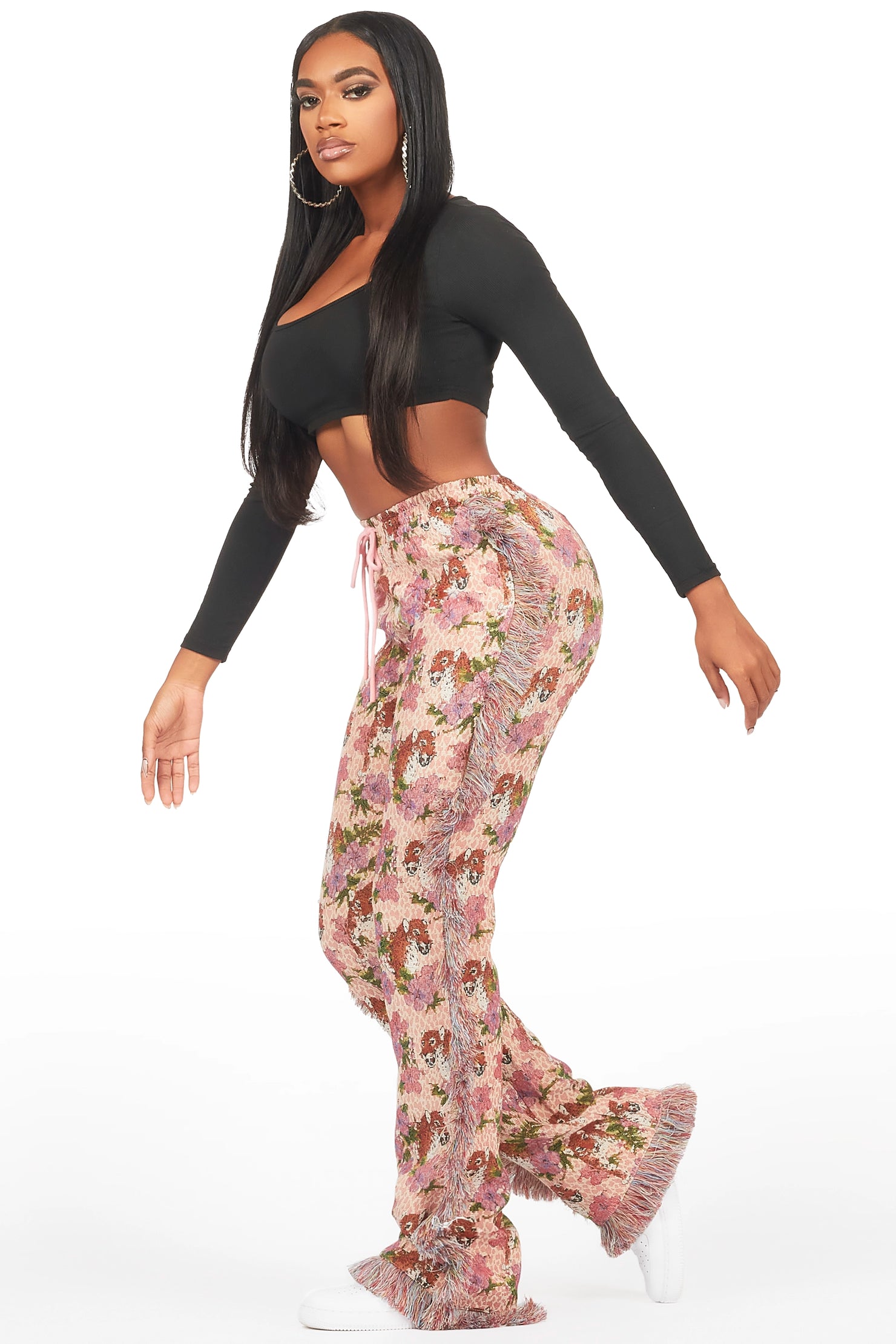 Alexsia Pink Tapestry Stacked Pant