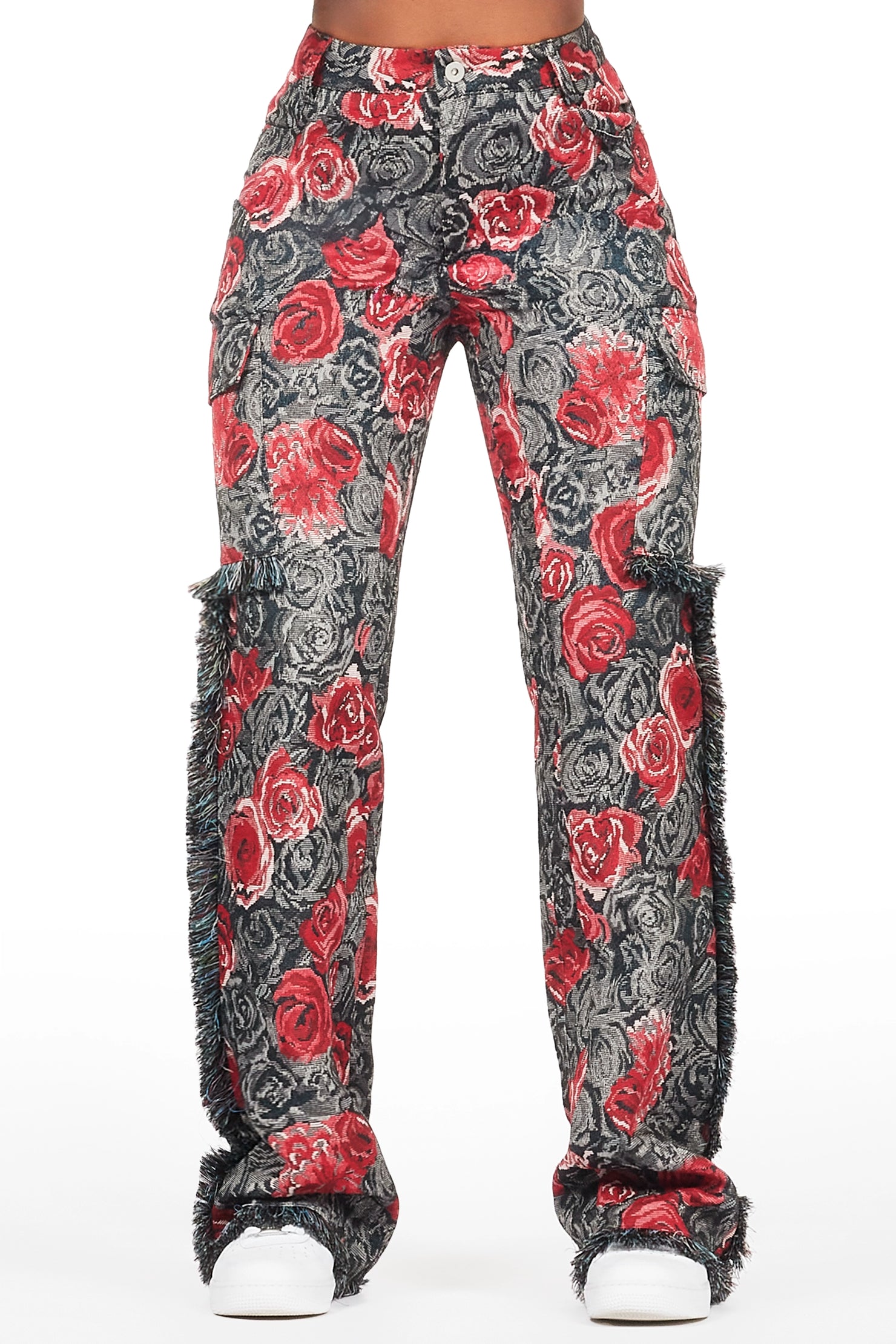 Darresha Black/Red Floral Tapestry Stacked Pant