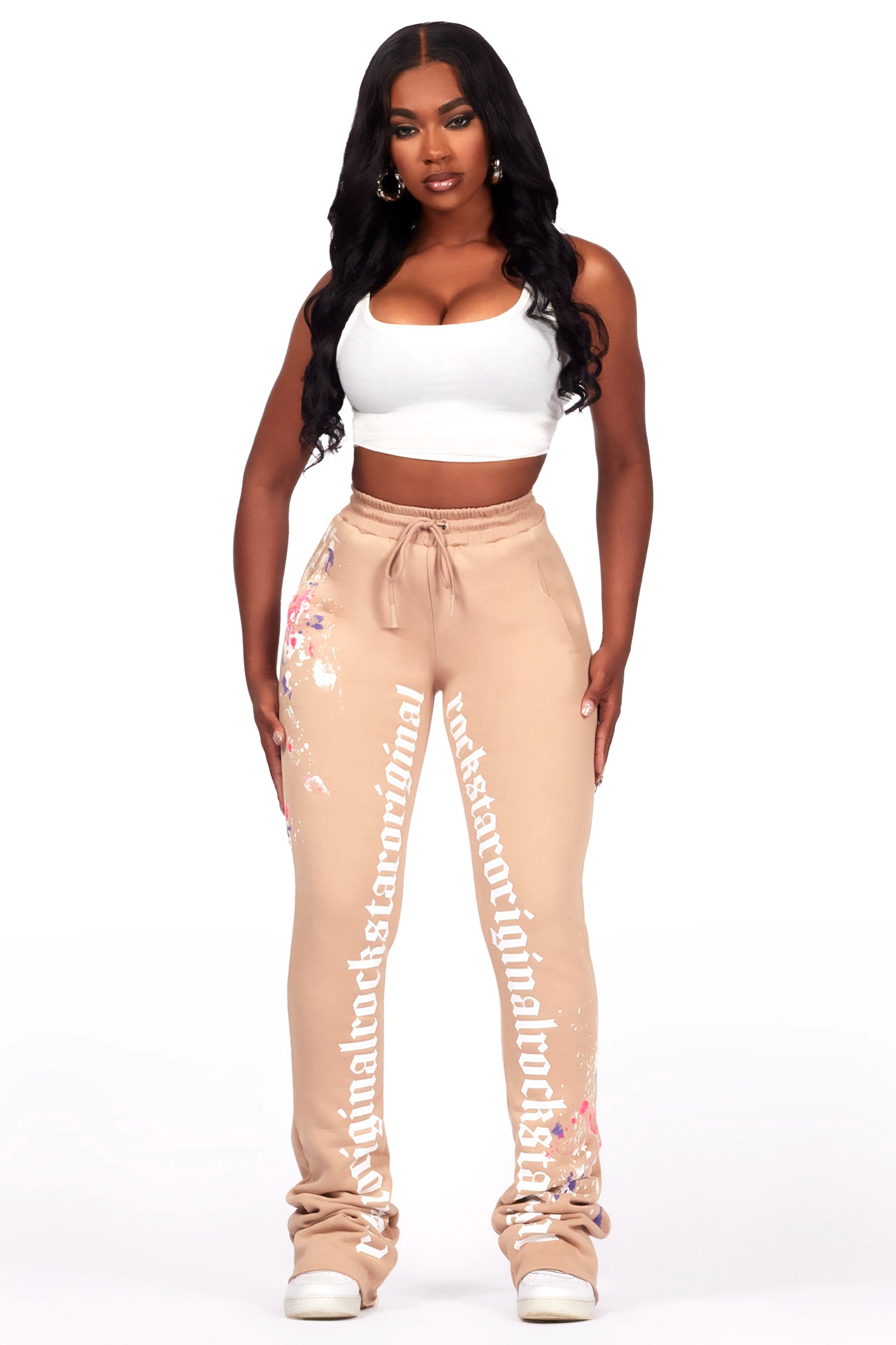 Jacoya Beige Super Stacked Track Pant