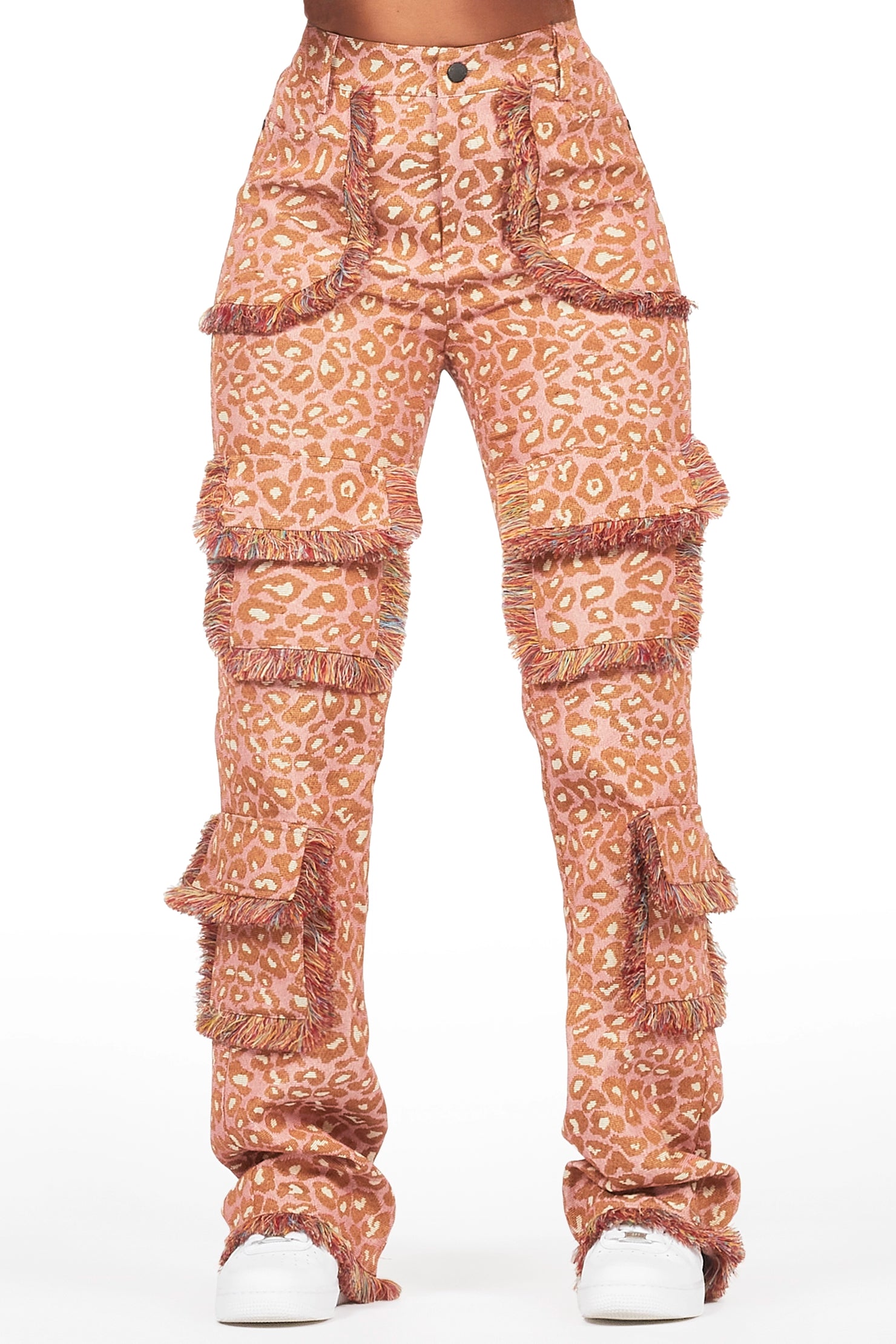 Jelissa Pink Cheetah Tapestry Stacked Pant