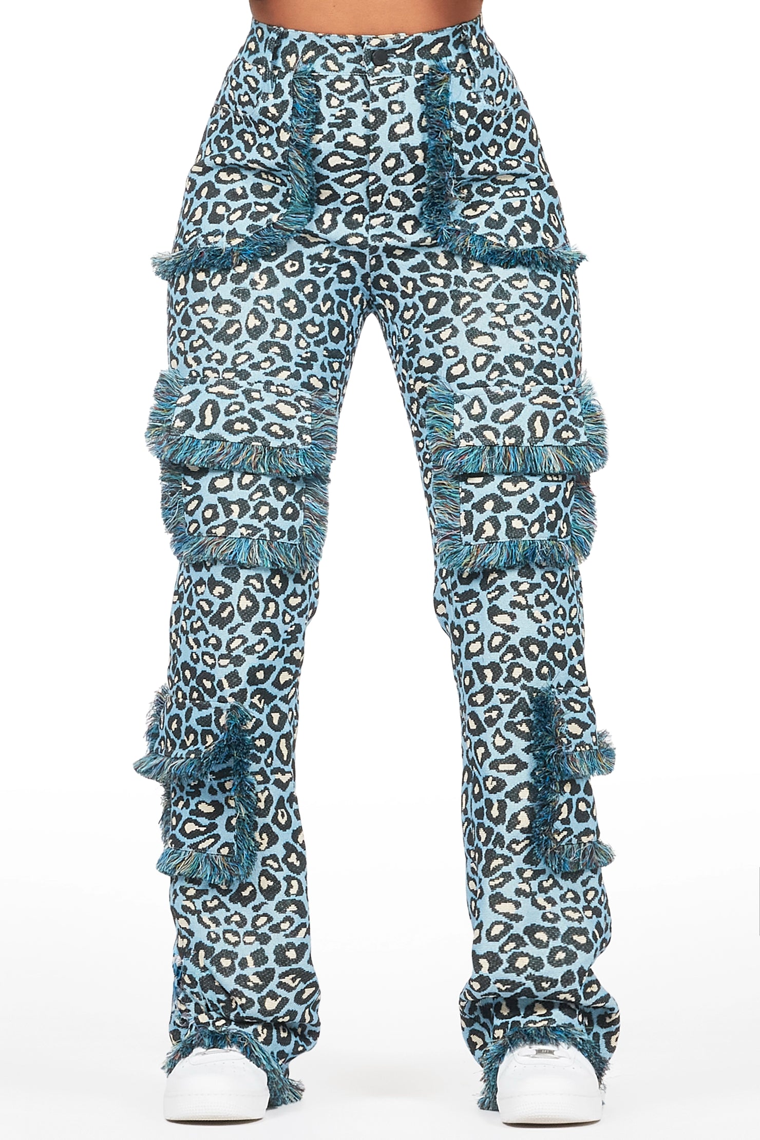 Jelissa Blue Cheetah Tapestry Stacked Pant