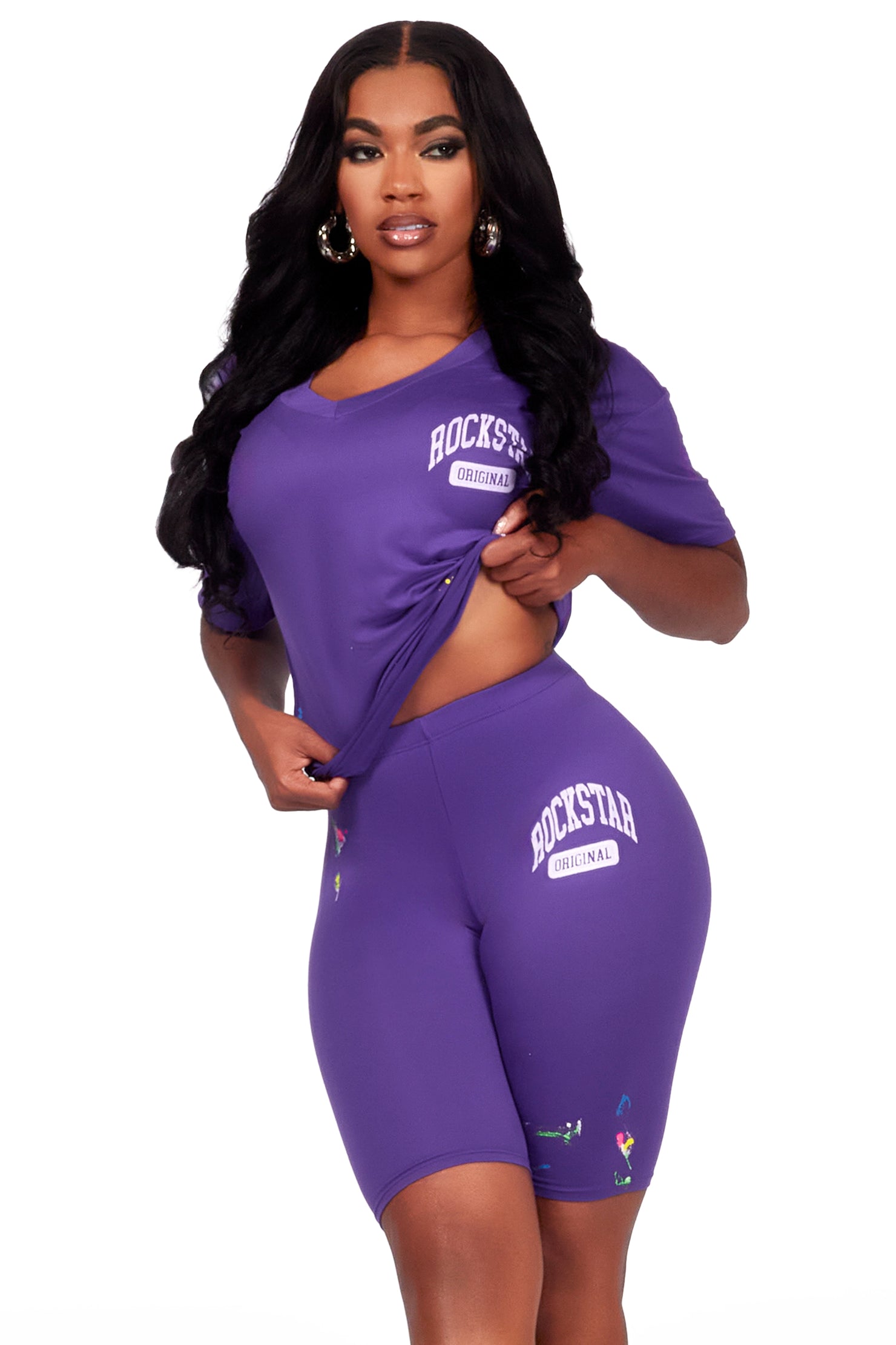 Nydia Purple Bike Short Set