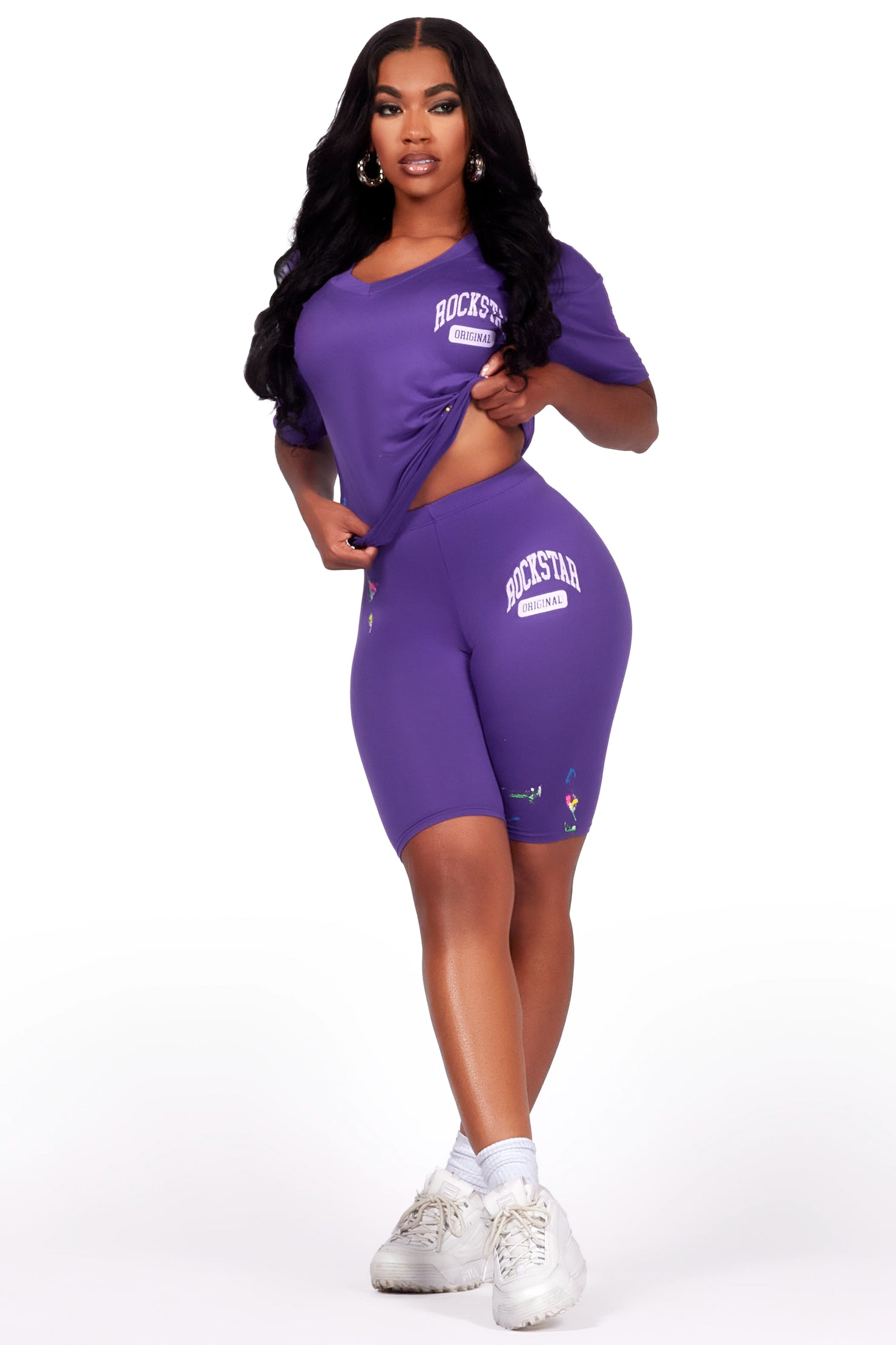 Nydia Purple Bike Short Set