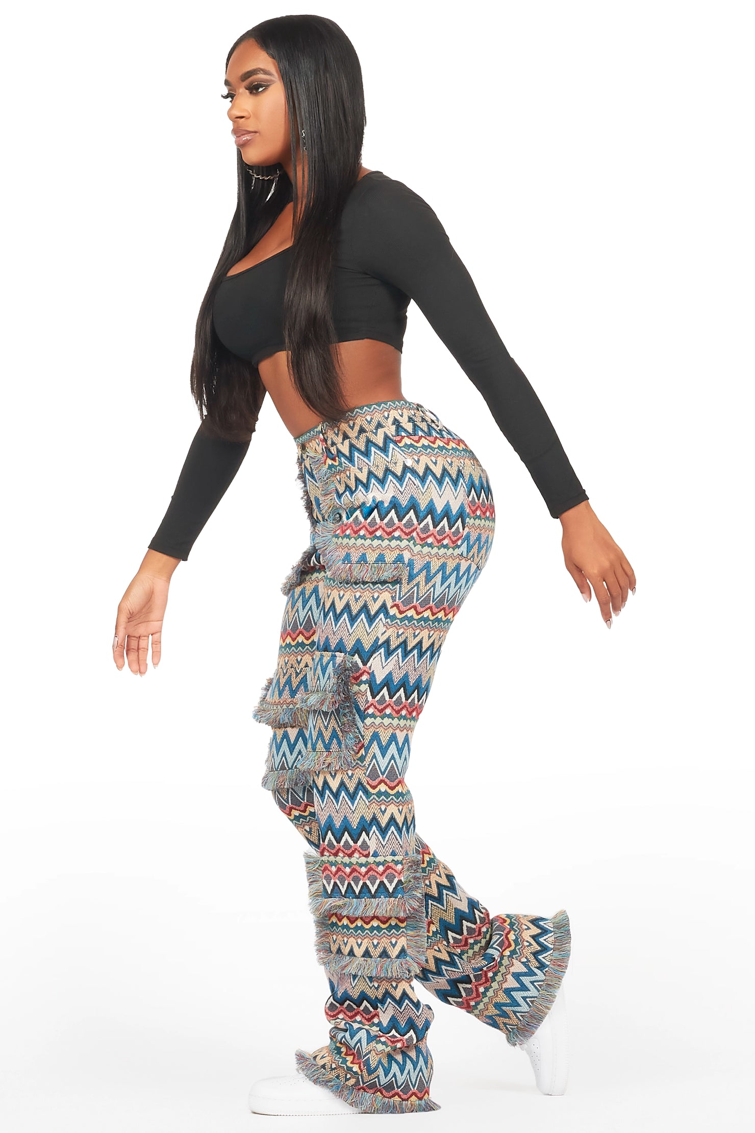 Mikaia Blue Tapestry Stacked Pant