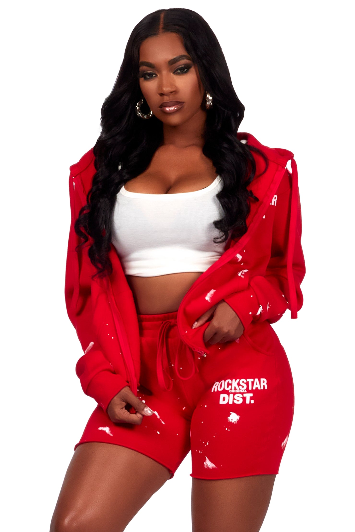 Kanesha Red Zip Up Short Set