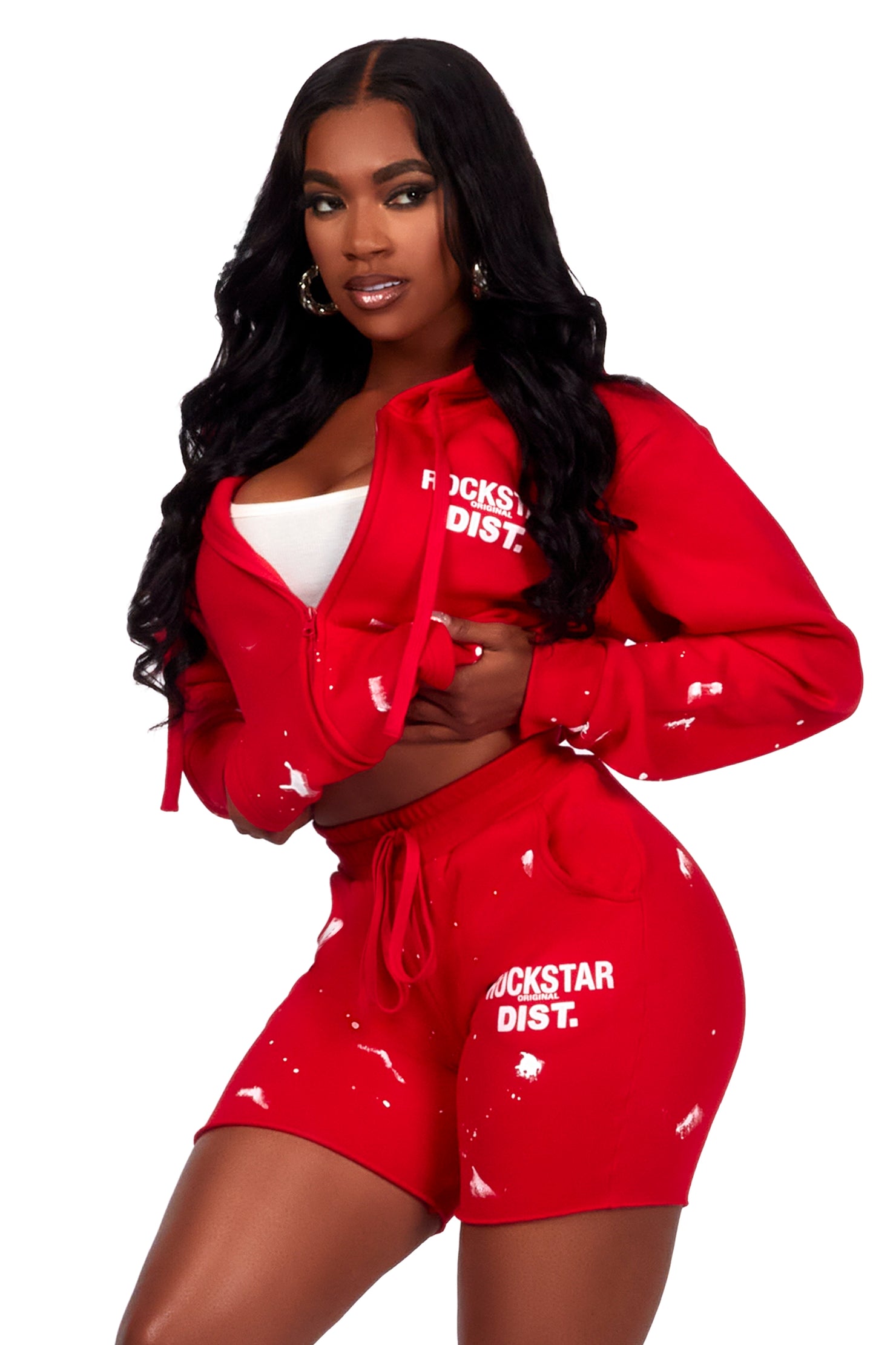 Kanesha Red Zip Up Short Set