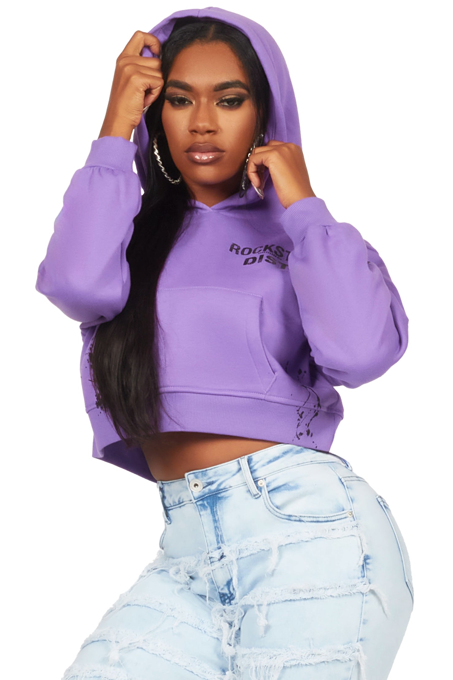 Jamica Purple Crop Hoodie