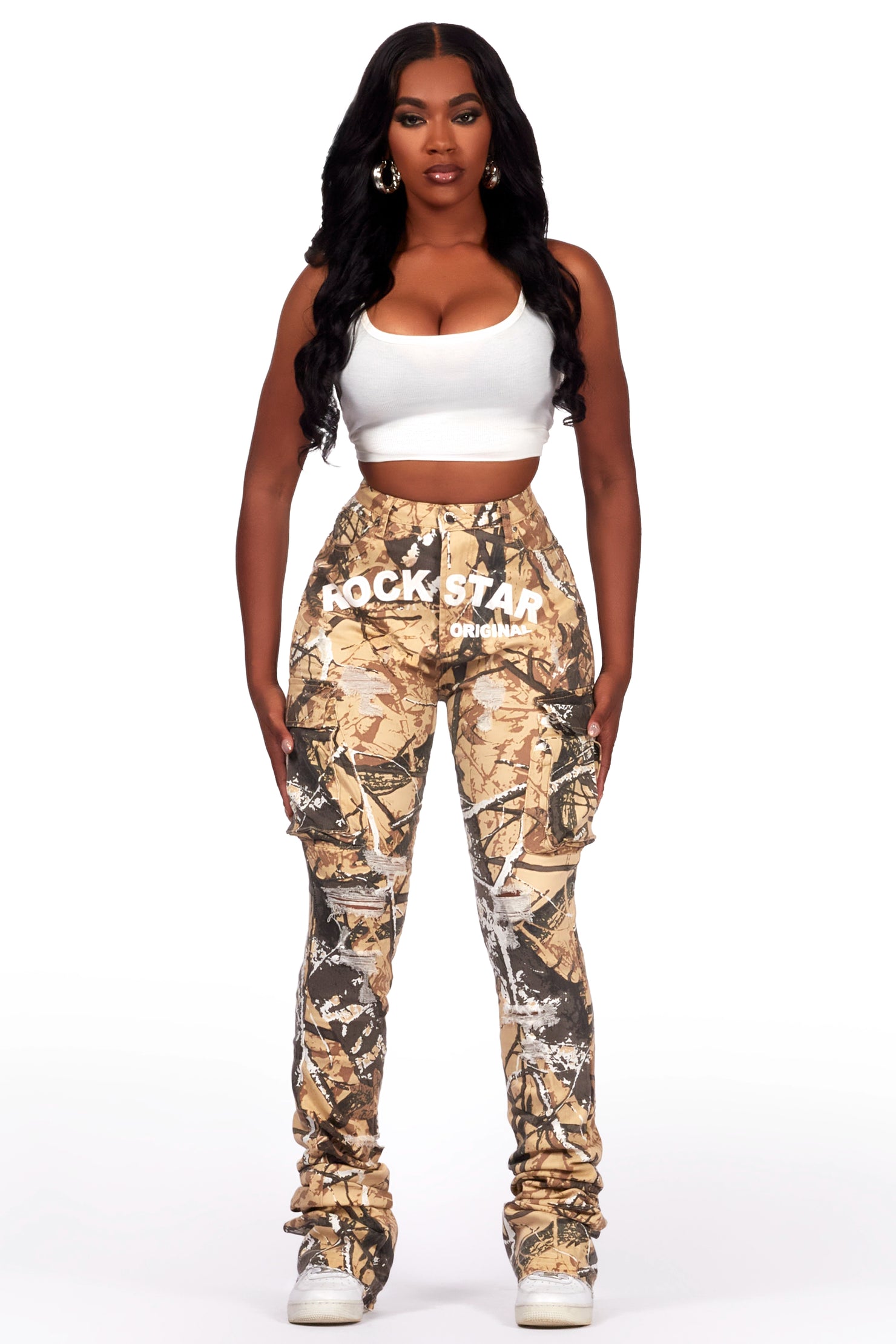 Catrina Tree Camo Super Stacked Jean