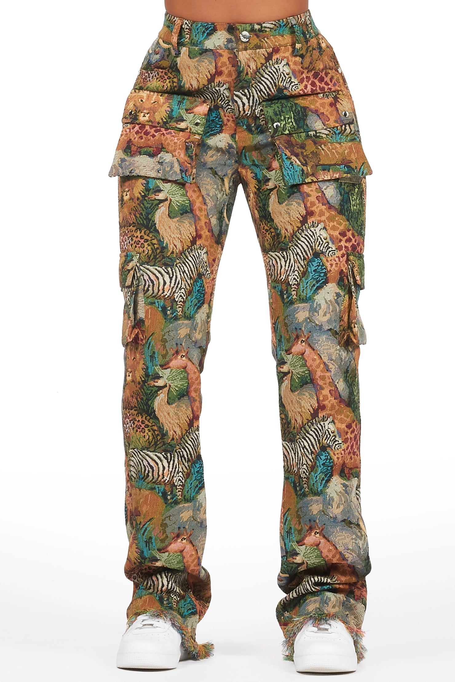 Channa Multi Animal Print Cargo Tapestry Pant