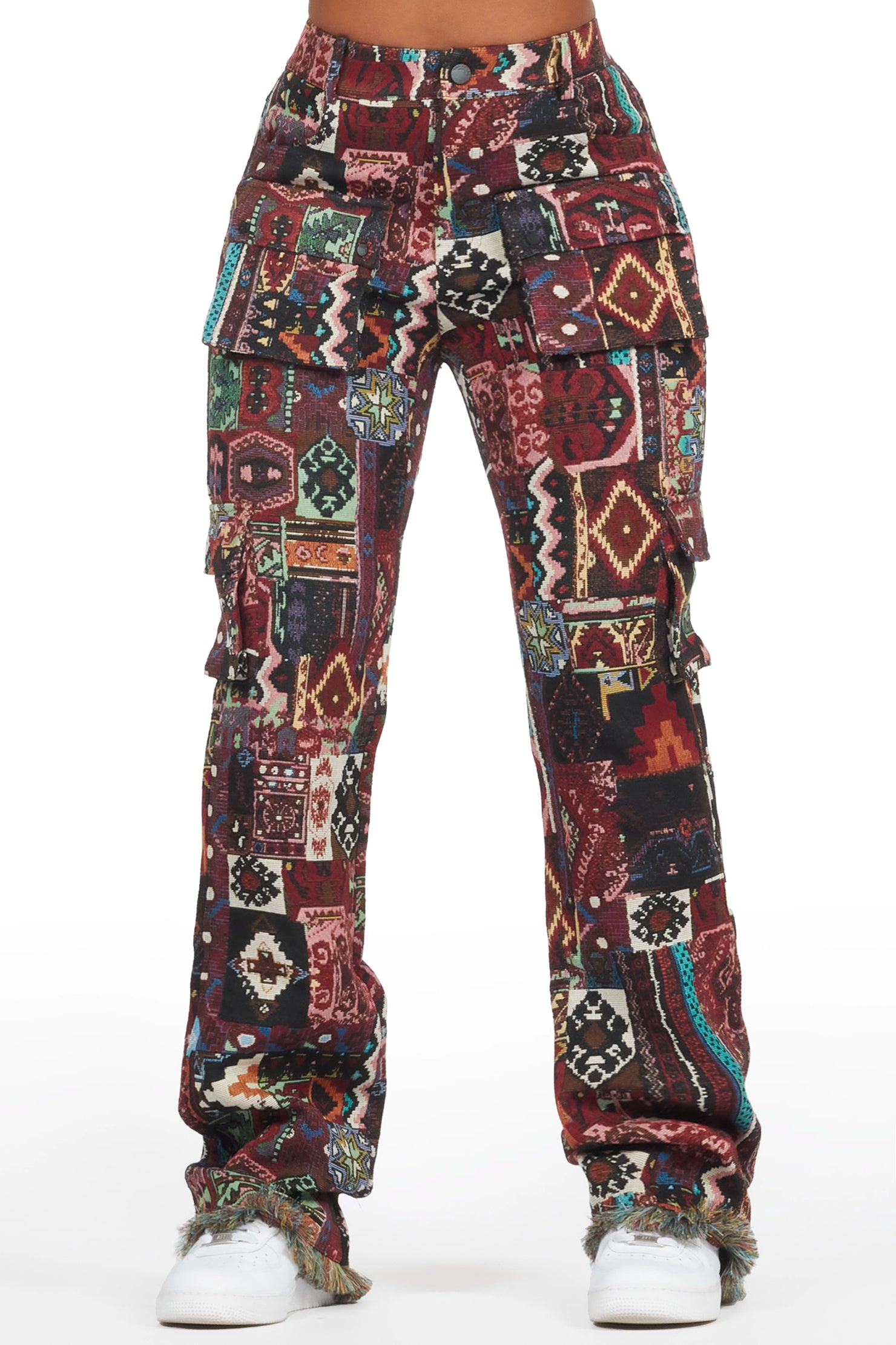 Laylah Red Tapestry Stacked Pant