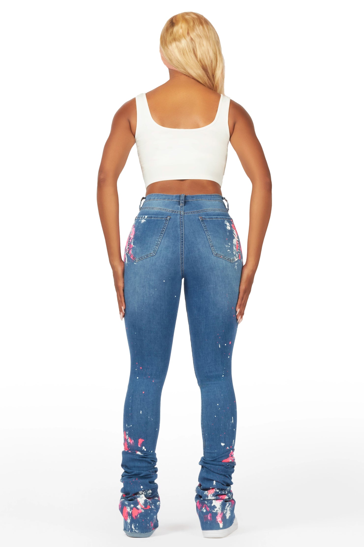 Tyshia Med. Wash Painted Super Stacked Jean– Rockstar Original