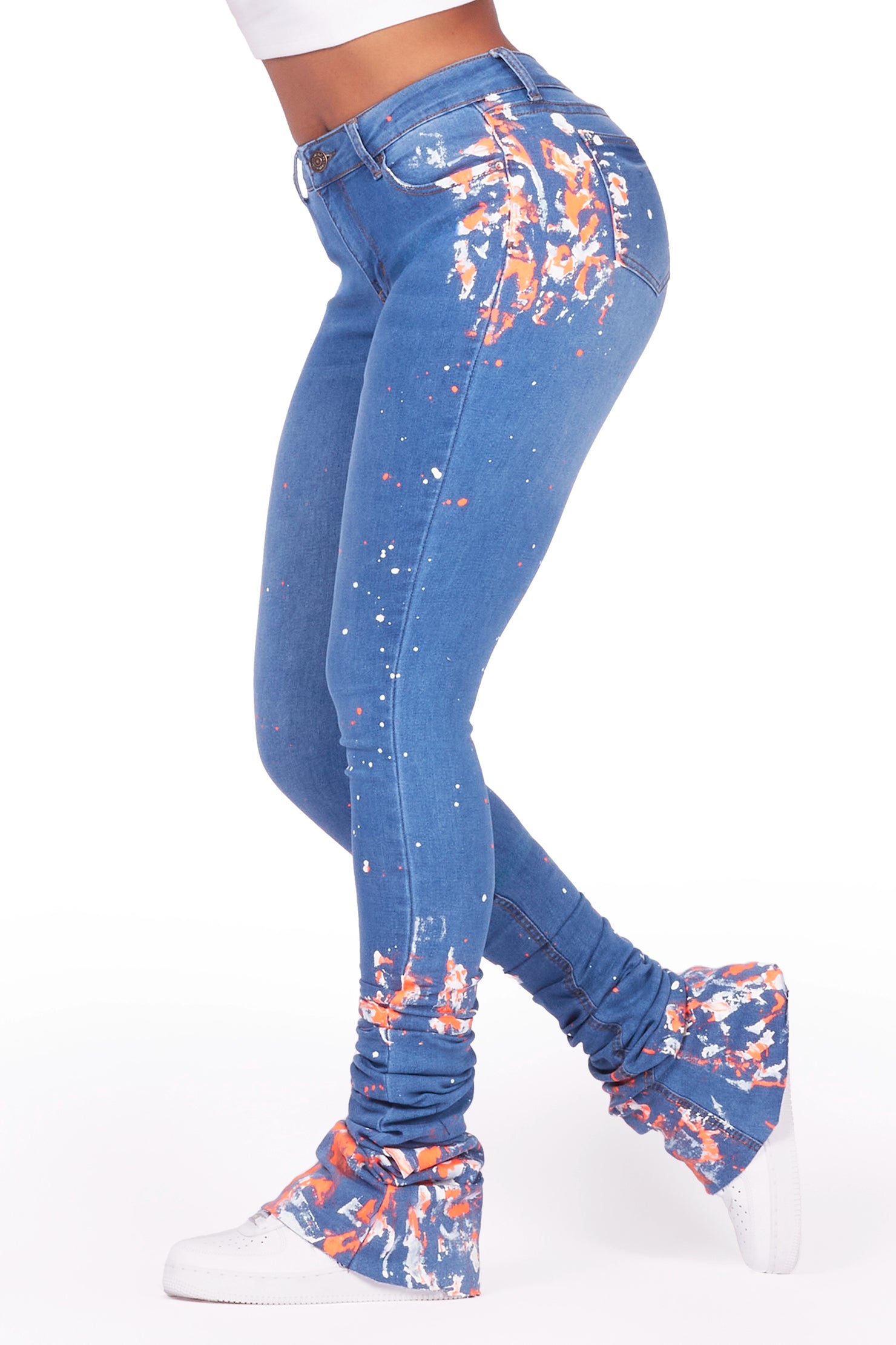 Khalia Med. Wash Painted Super Stacked Jean