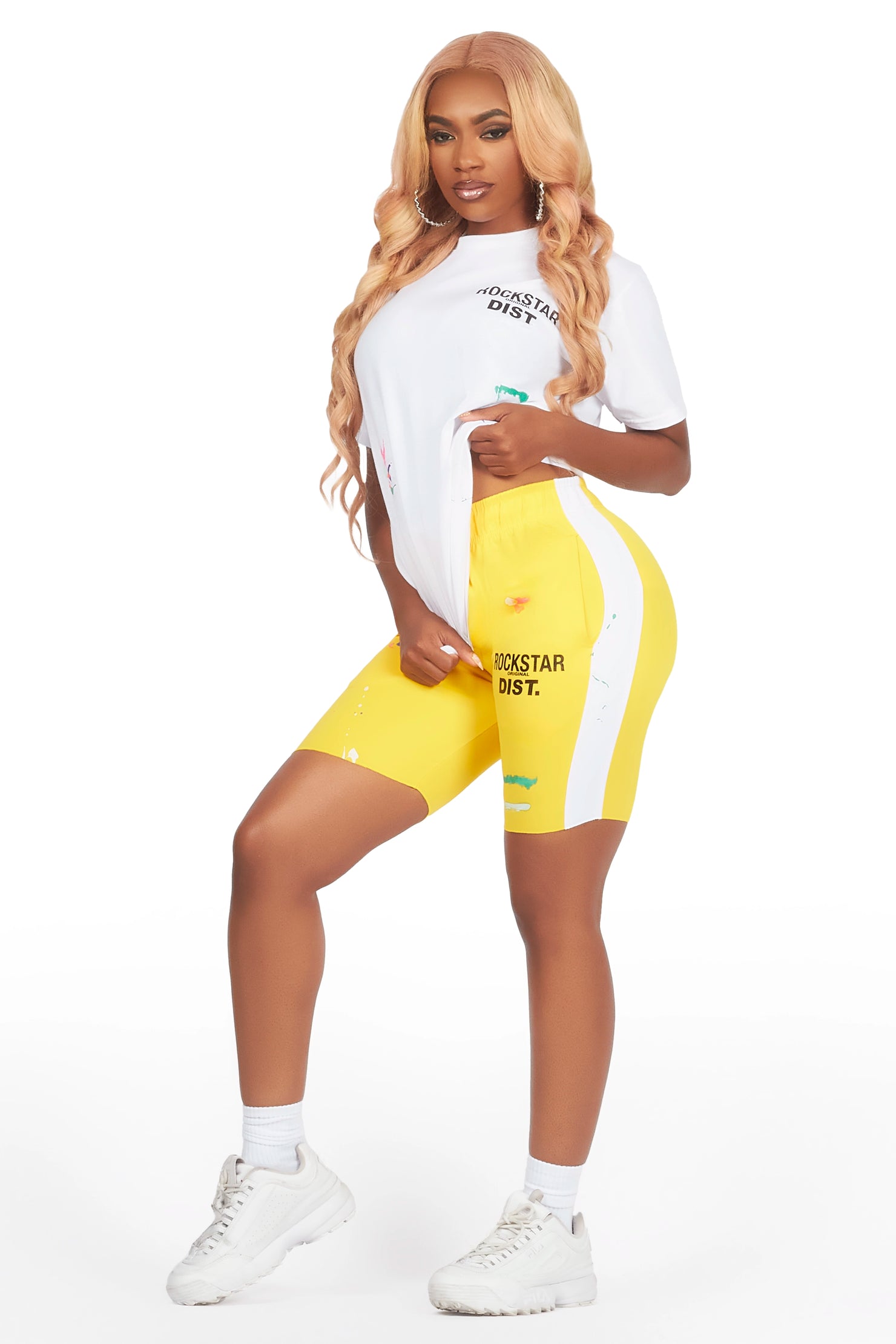 Deshauna White/Yellow Short Set