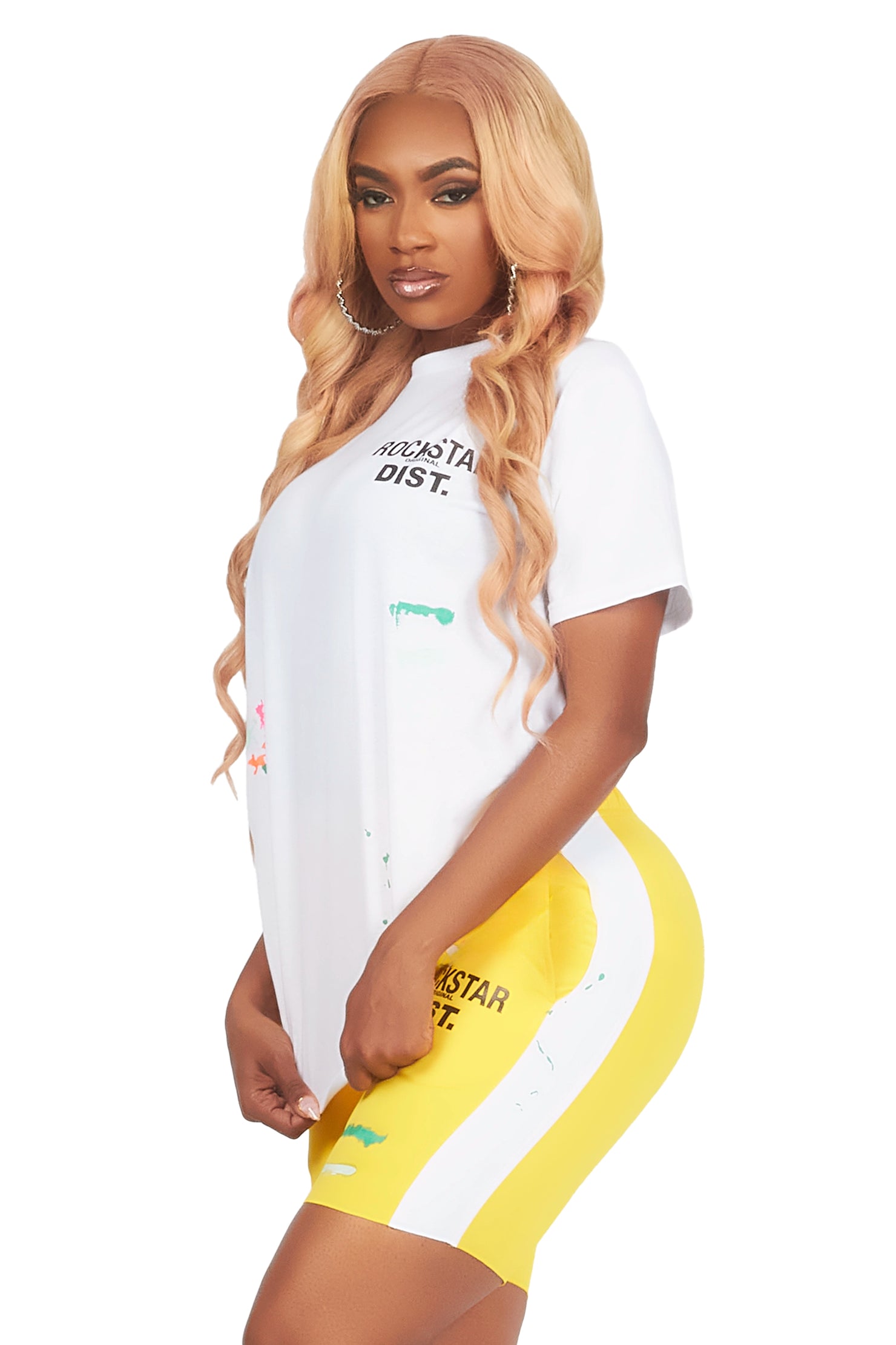 Deshauna White/Yellow Short Set