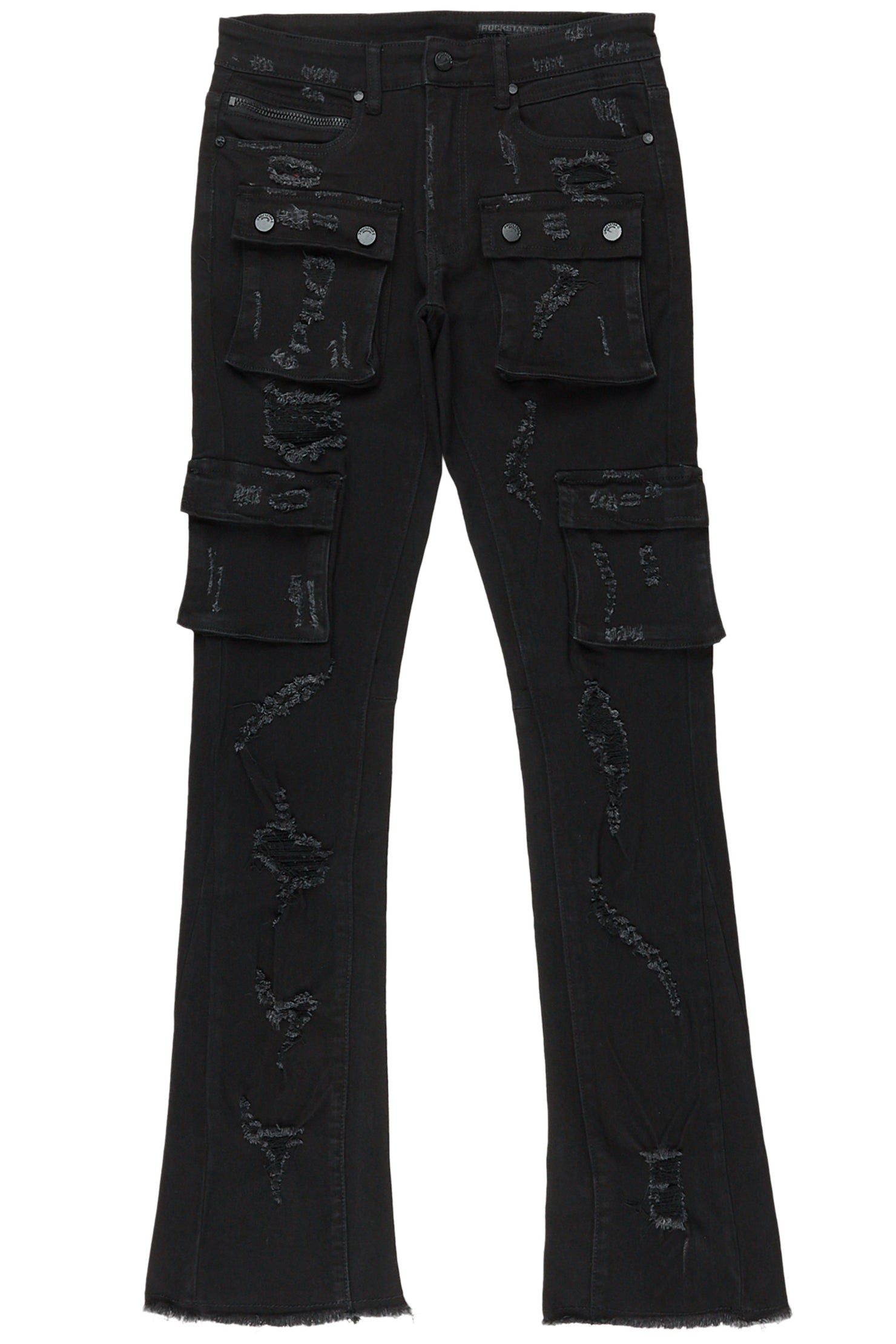 Adriel Black Cargo Stacked Flare Jean– Rockstar Original