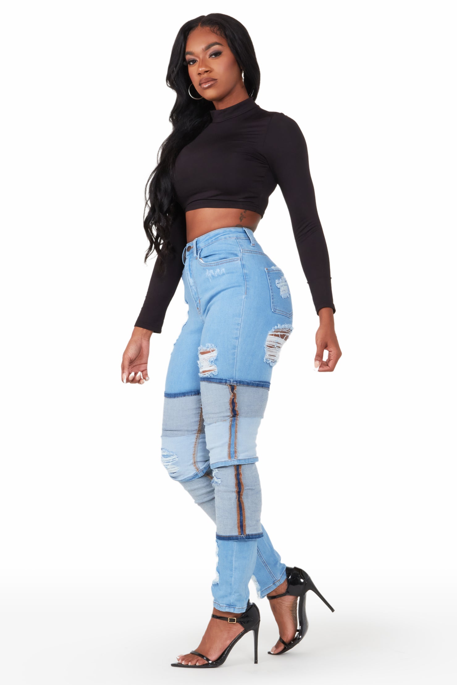 Angelica Light Wash Distressed Skinny Jean