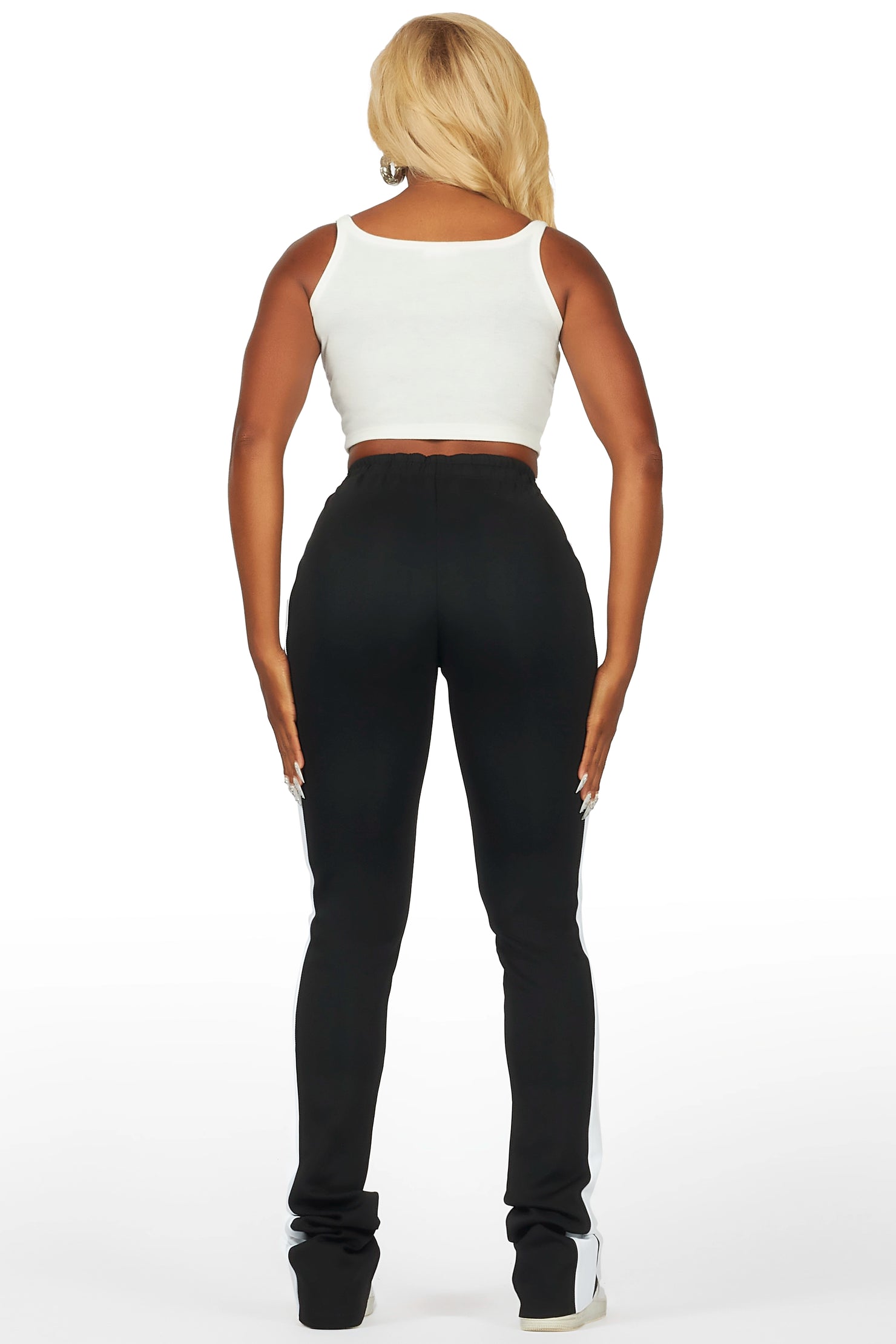 Savannah Black Super Stacked Track Pant