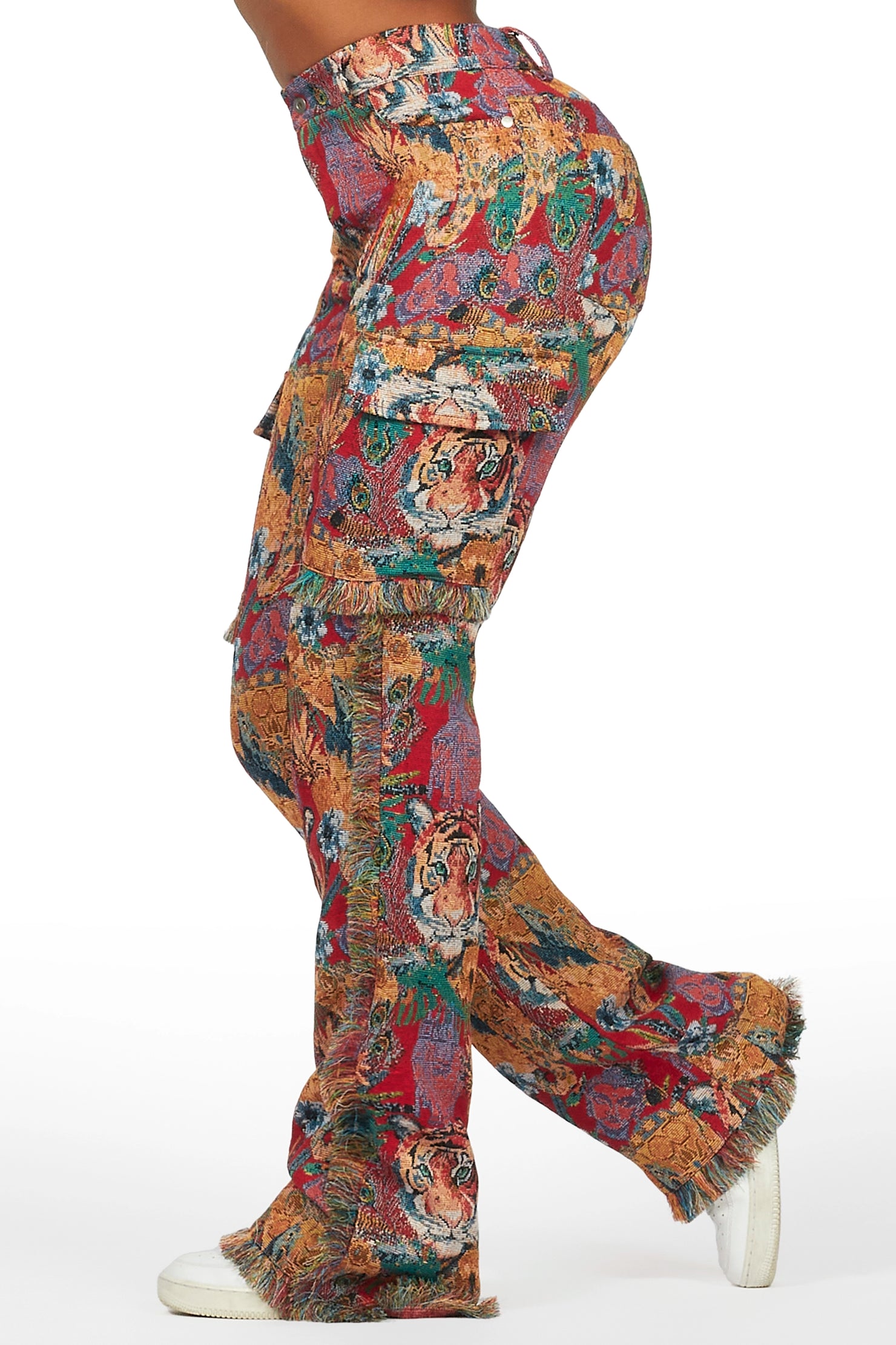 Rena Red Tapestry Stacked Pant