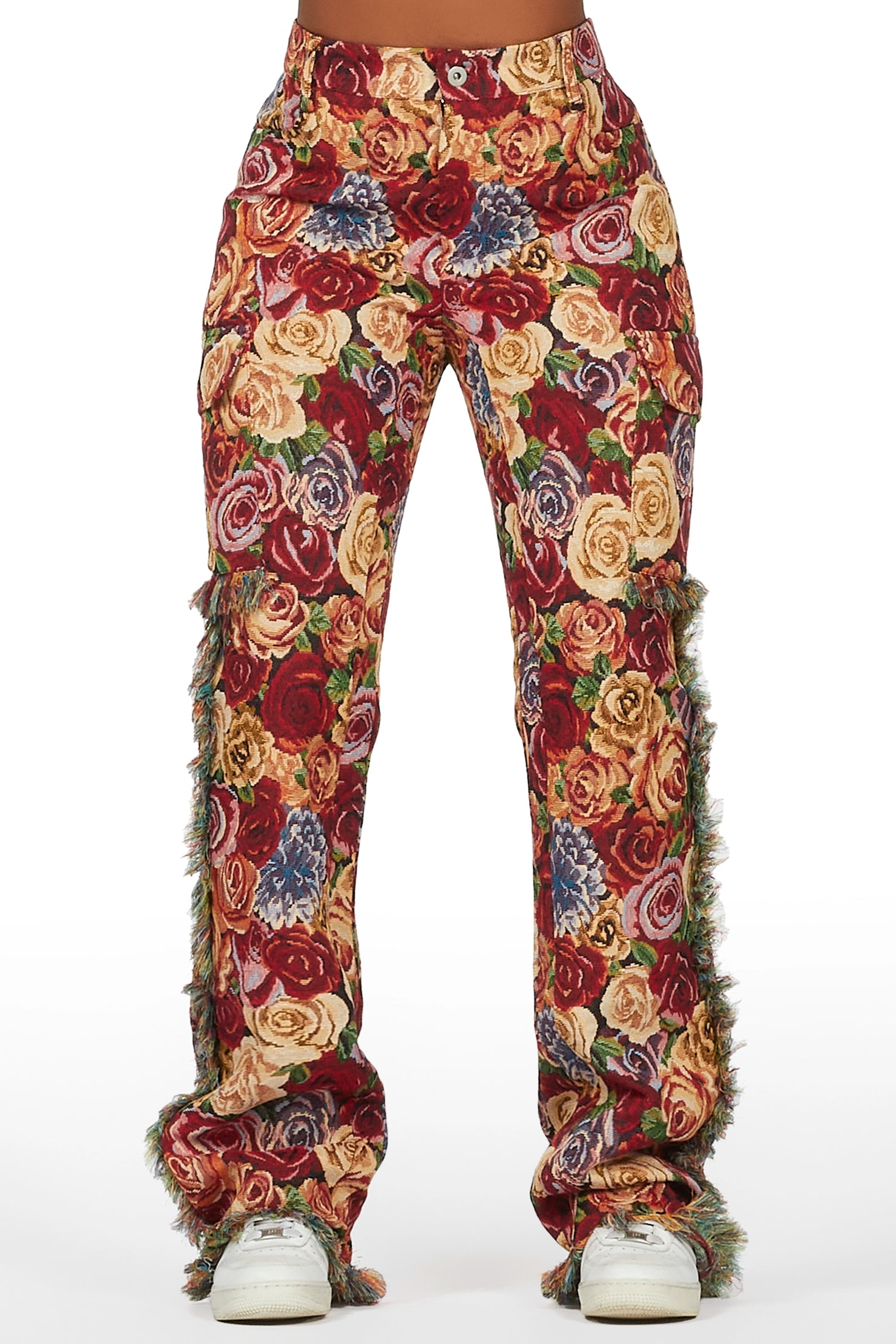 Darresha Red Floral Tapestry Stacked Pant