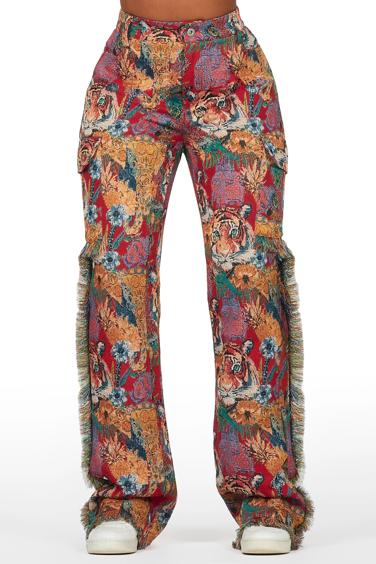 Rena Red Tapestry Stacked Pant