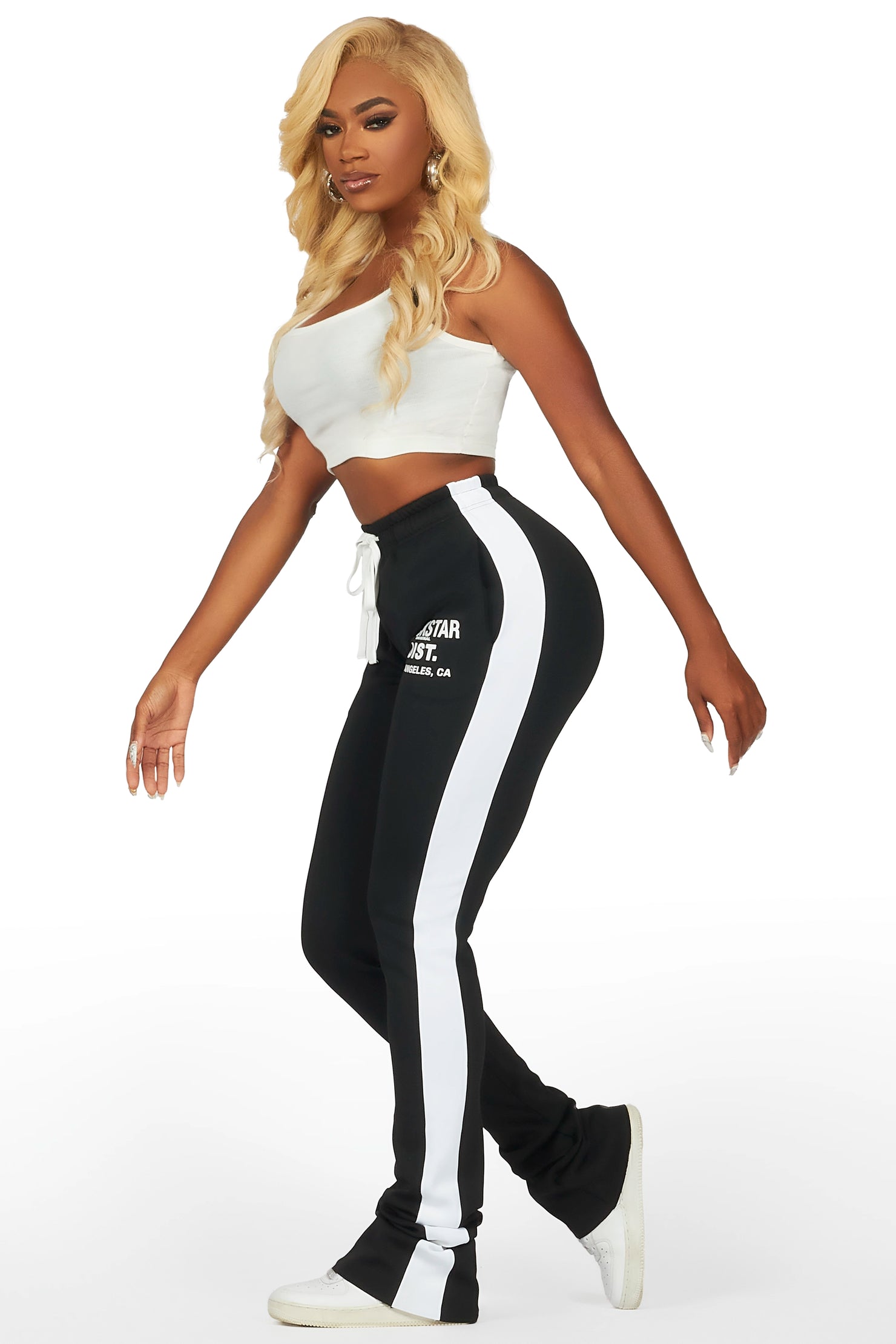 Savannah Black Super Stacked Track Pant