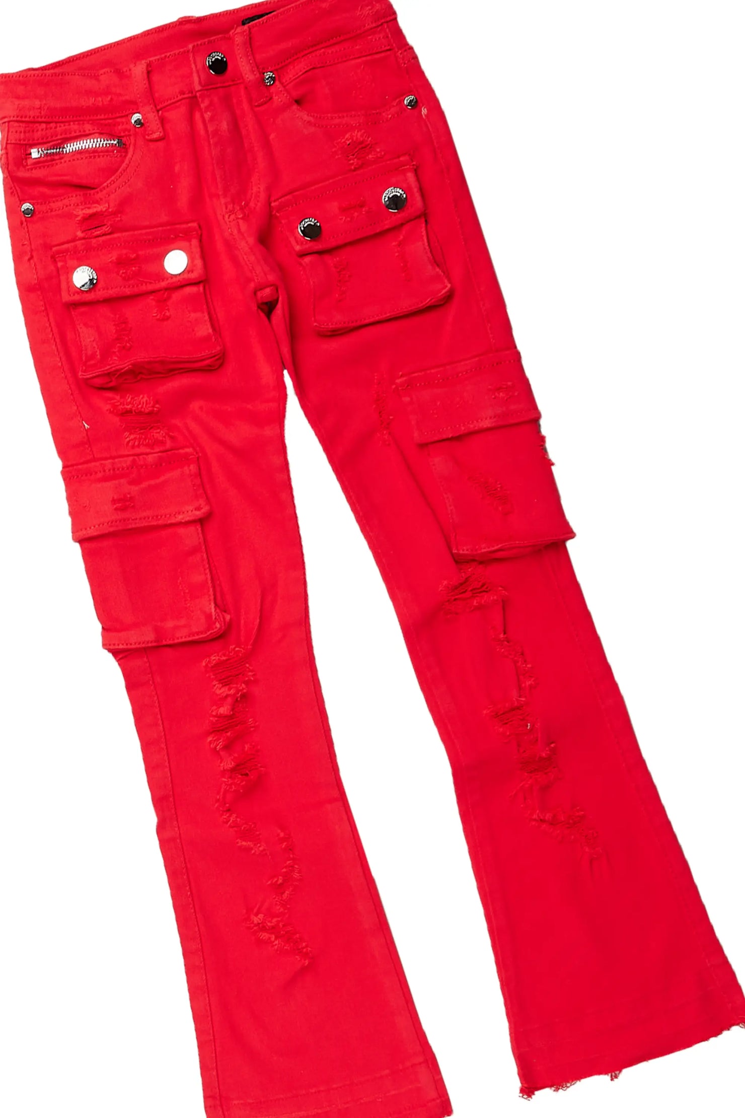 Boys Tobias Red T-Shirt/Super Stacked Flare Jean Set
