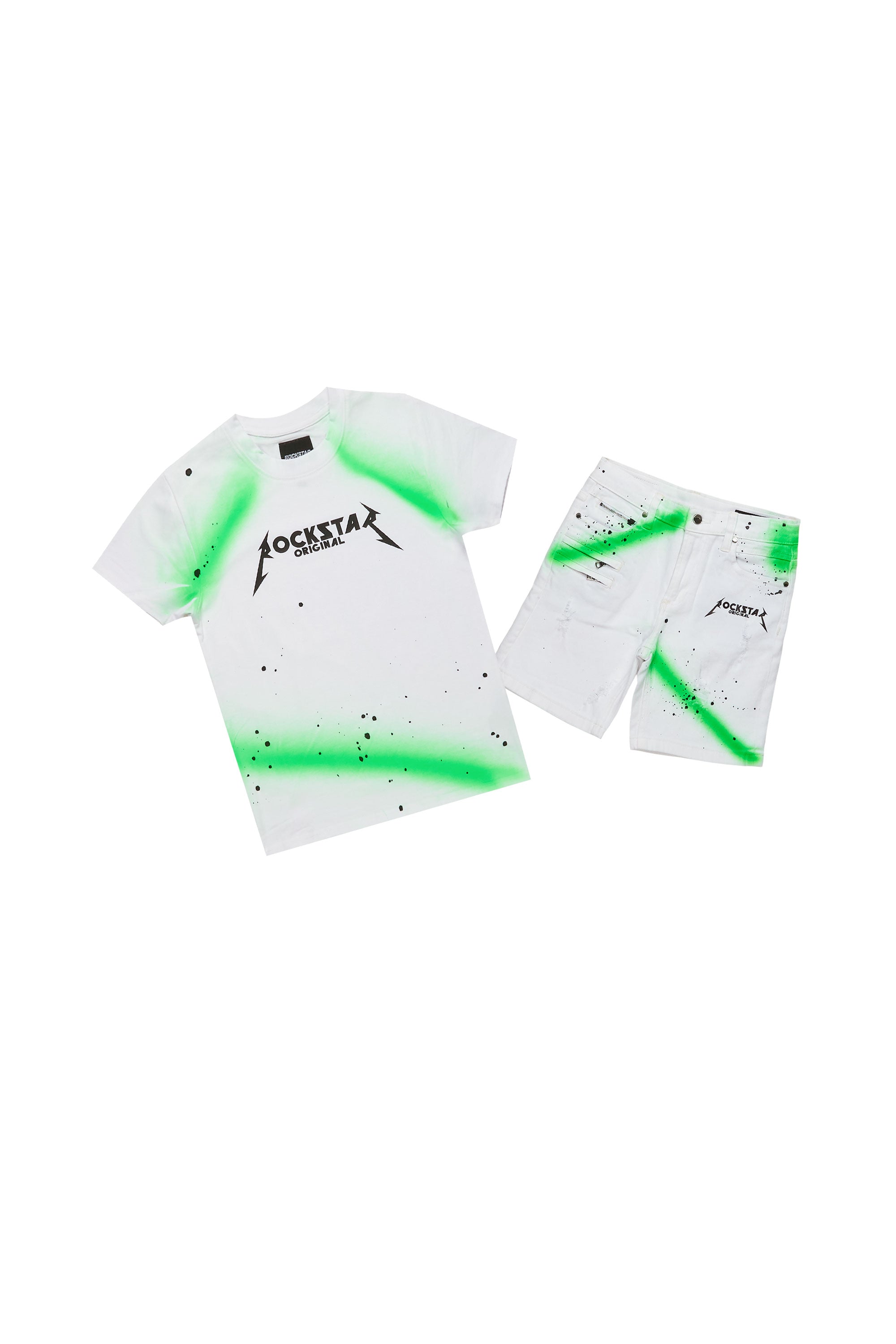 Boys Buck White/Green Short Set– Rockstar Original