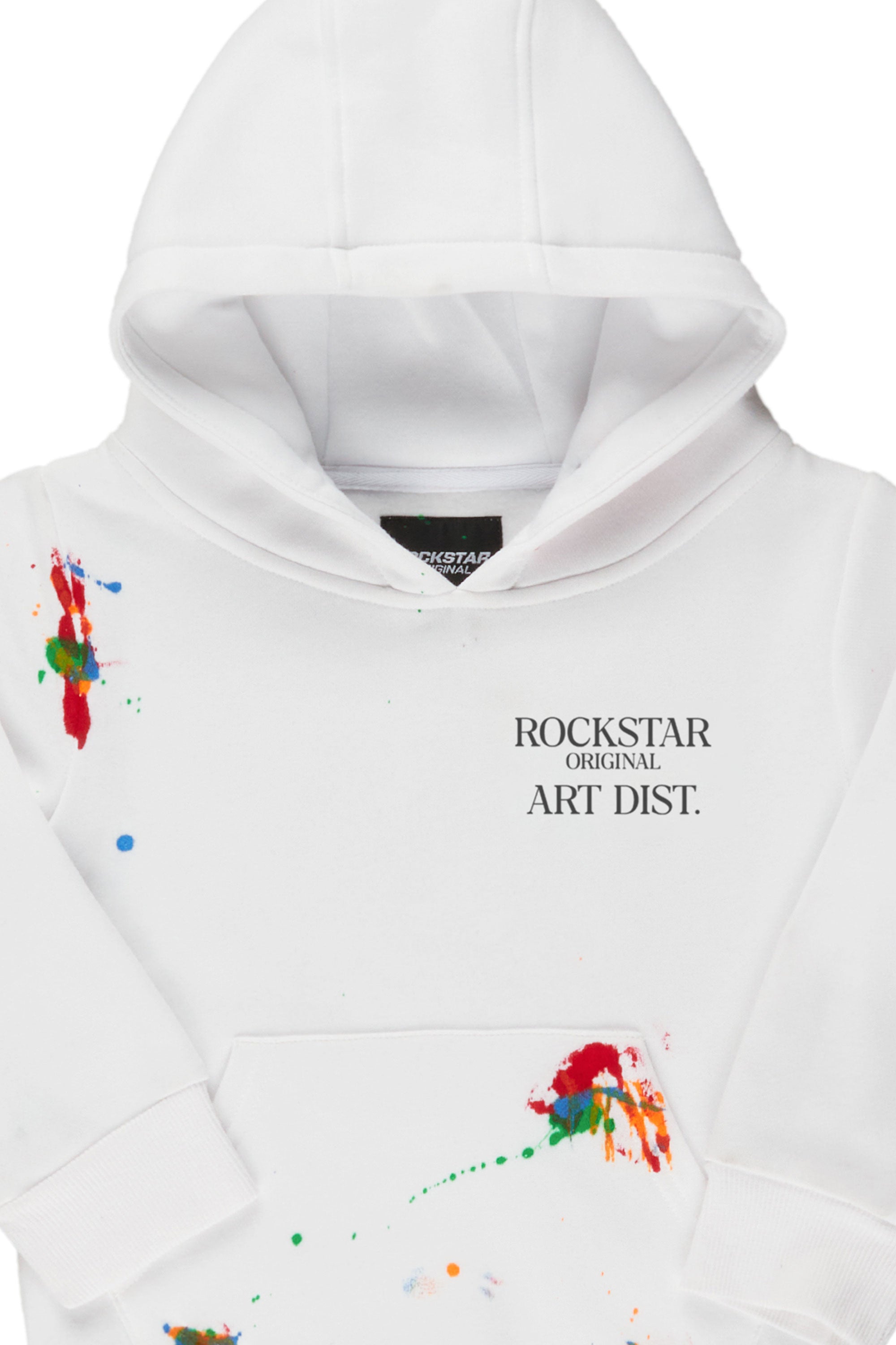 Boys Rockstar Art Dist. White Graphic Hoodie Rockstar Original