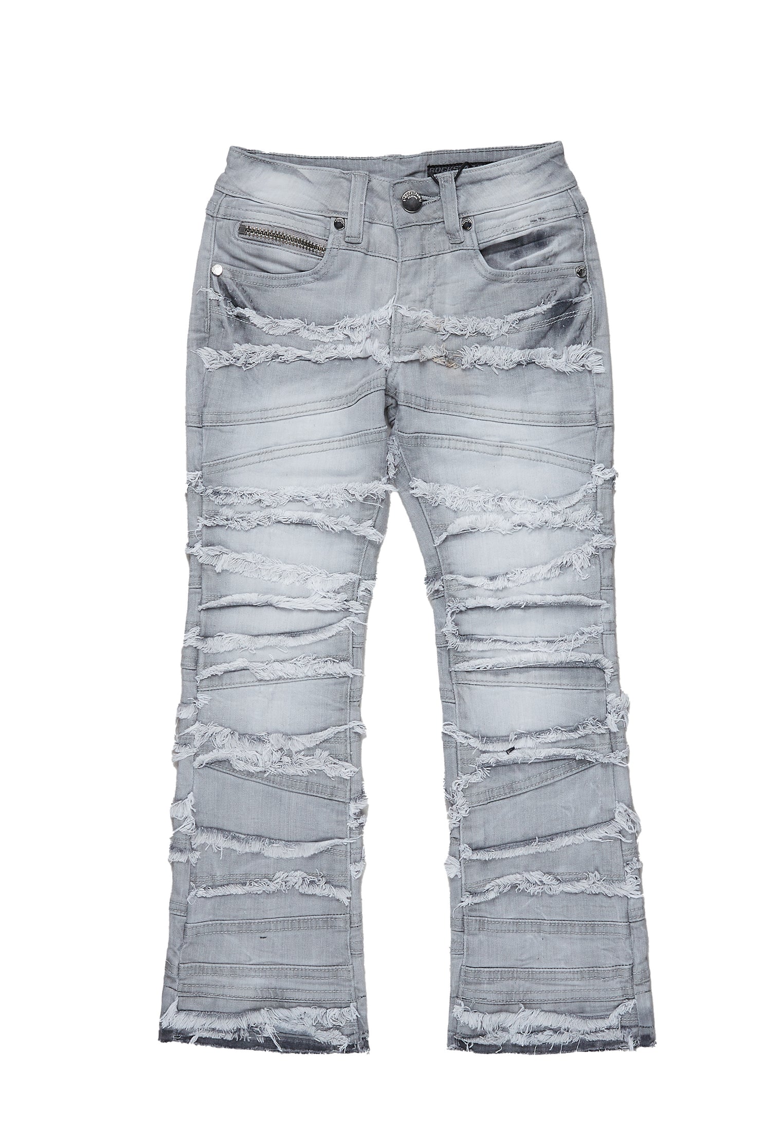 Boys Franko Light Grey Stack Flare Jean