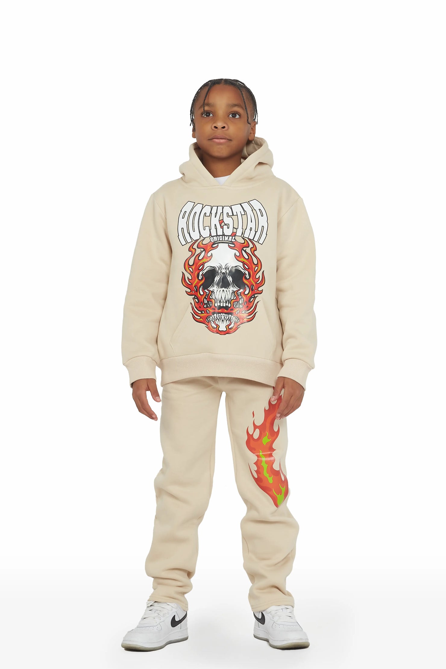 Boys Kash Beige Slim Fit Track Set