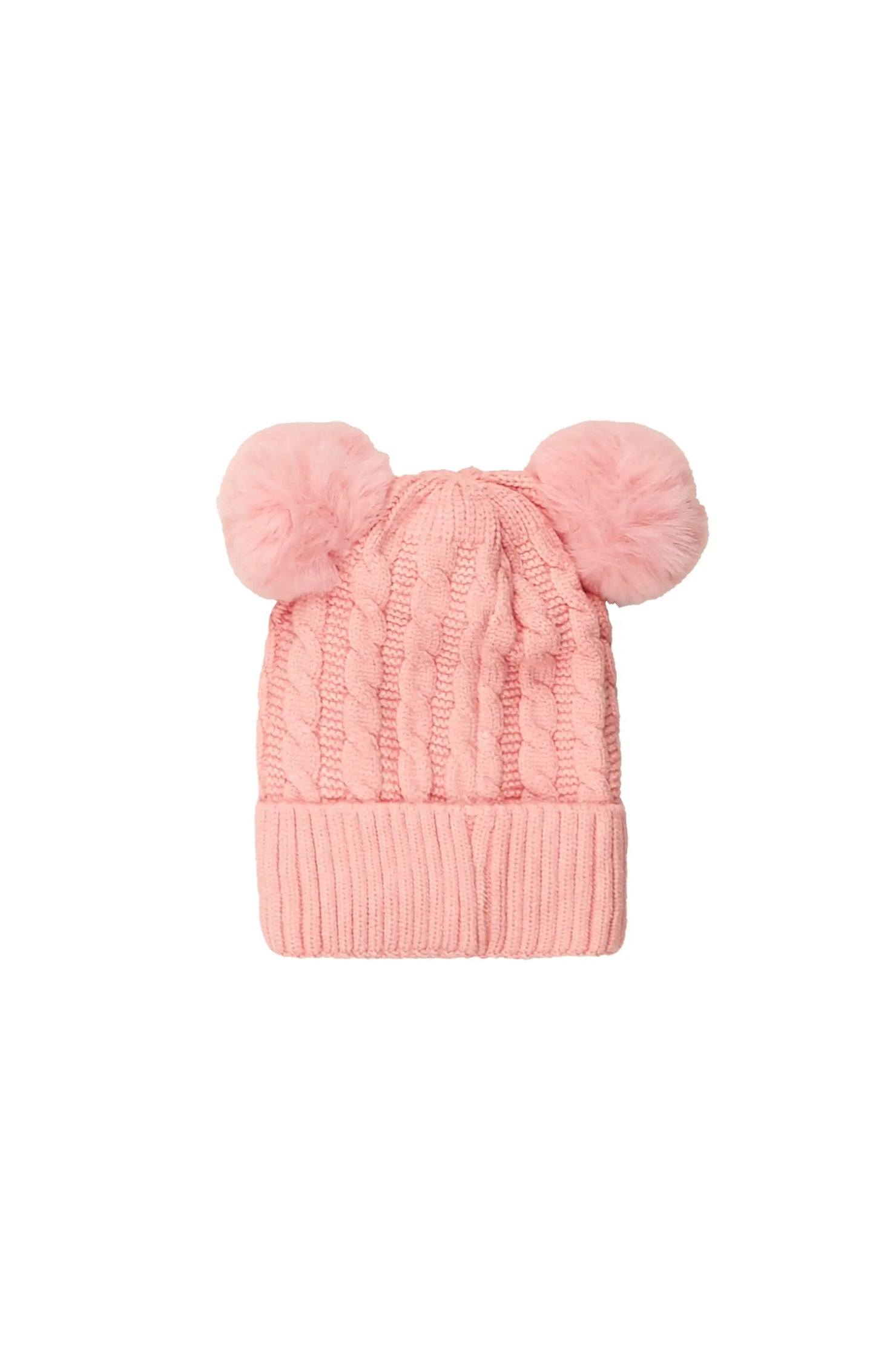 Girls Yara Pink Solid Pom Pom Beanie