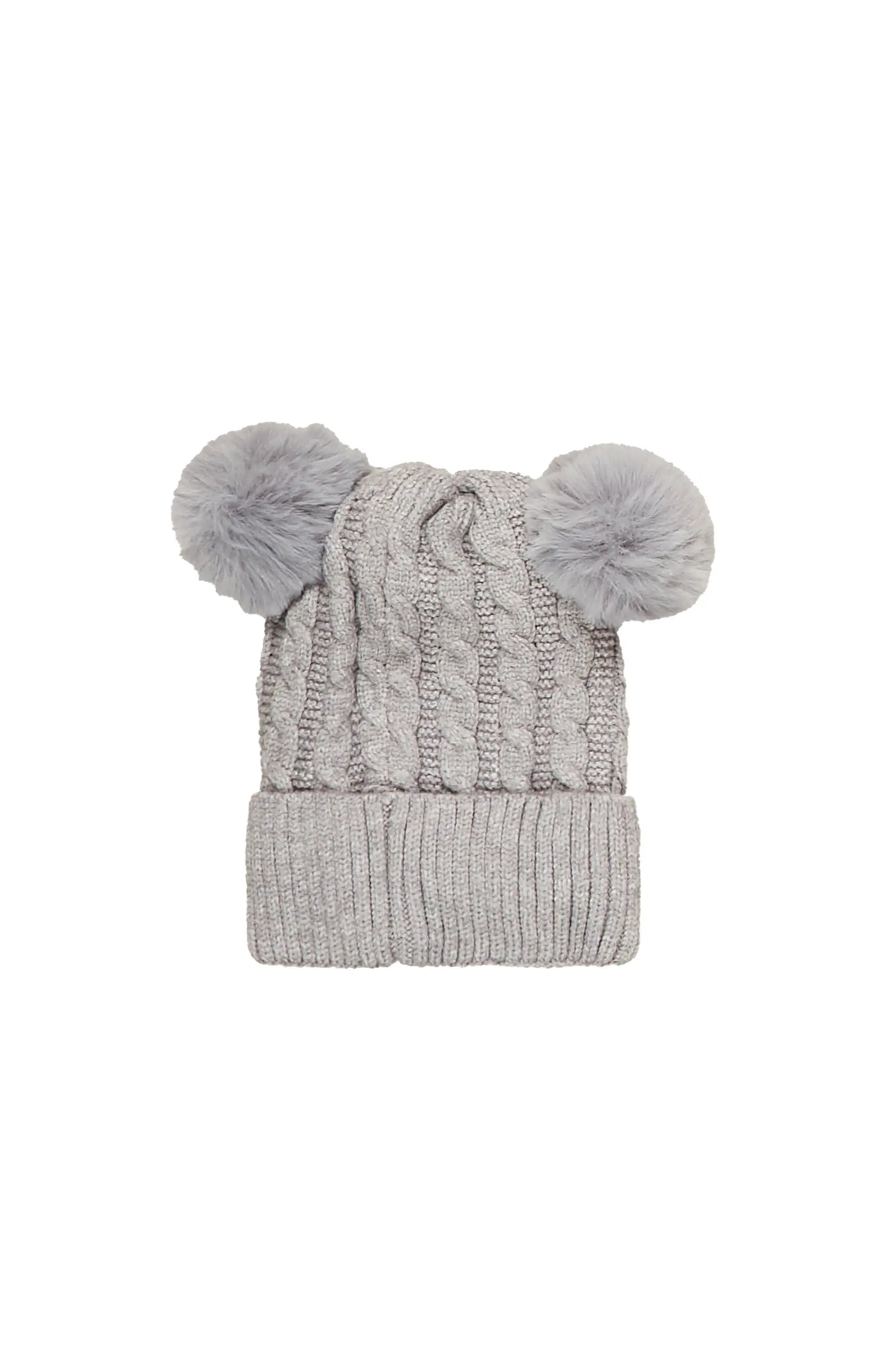 Girls Yara Grey Solid Pom Pom Beanie