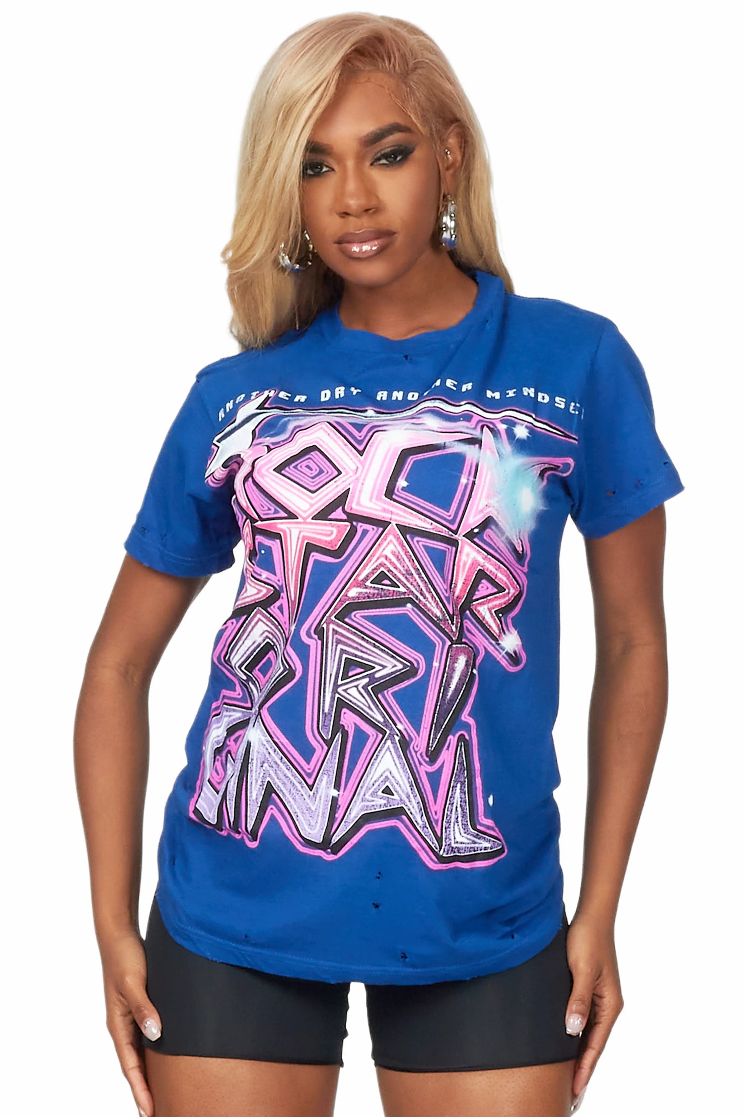 Tikiara Royal Blue Oversized T-Shirt