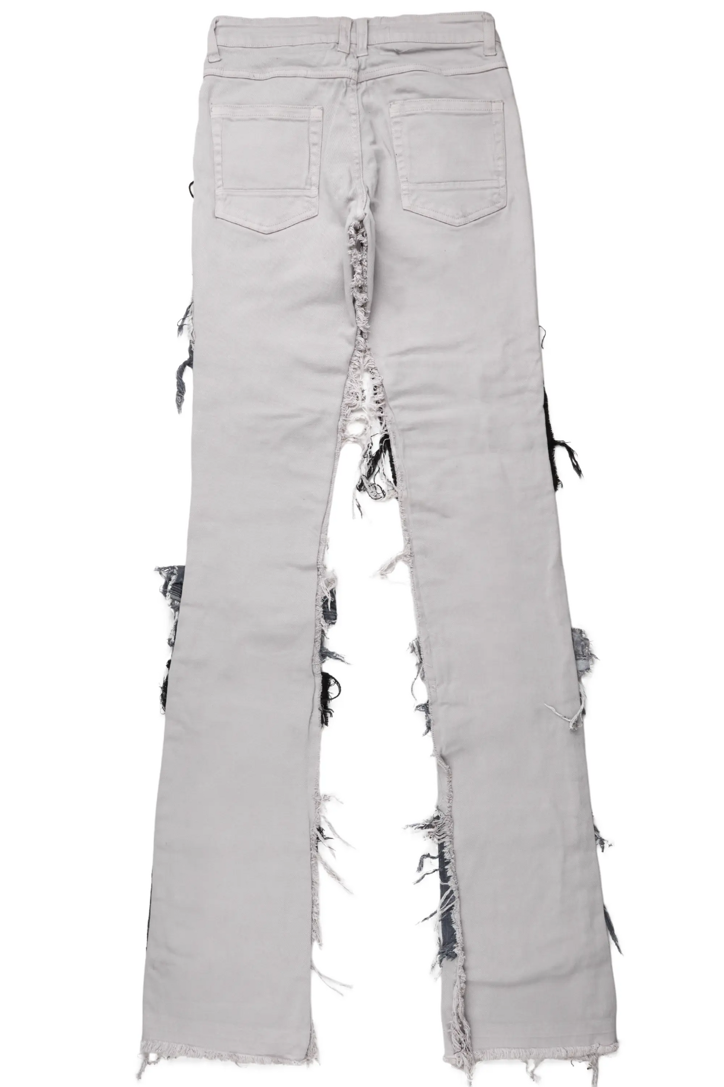 Cosette Light Grey Patchwork Super Stacked Jean