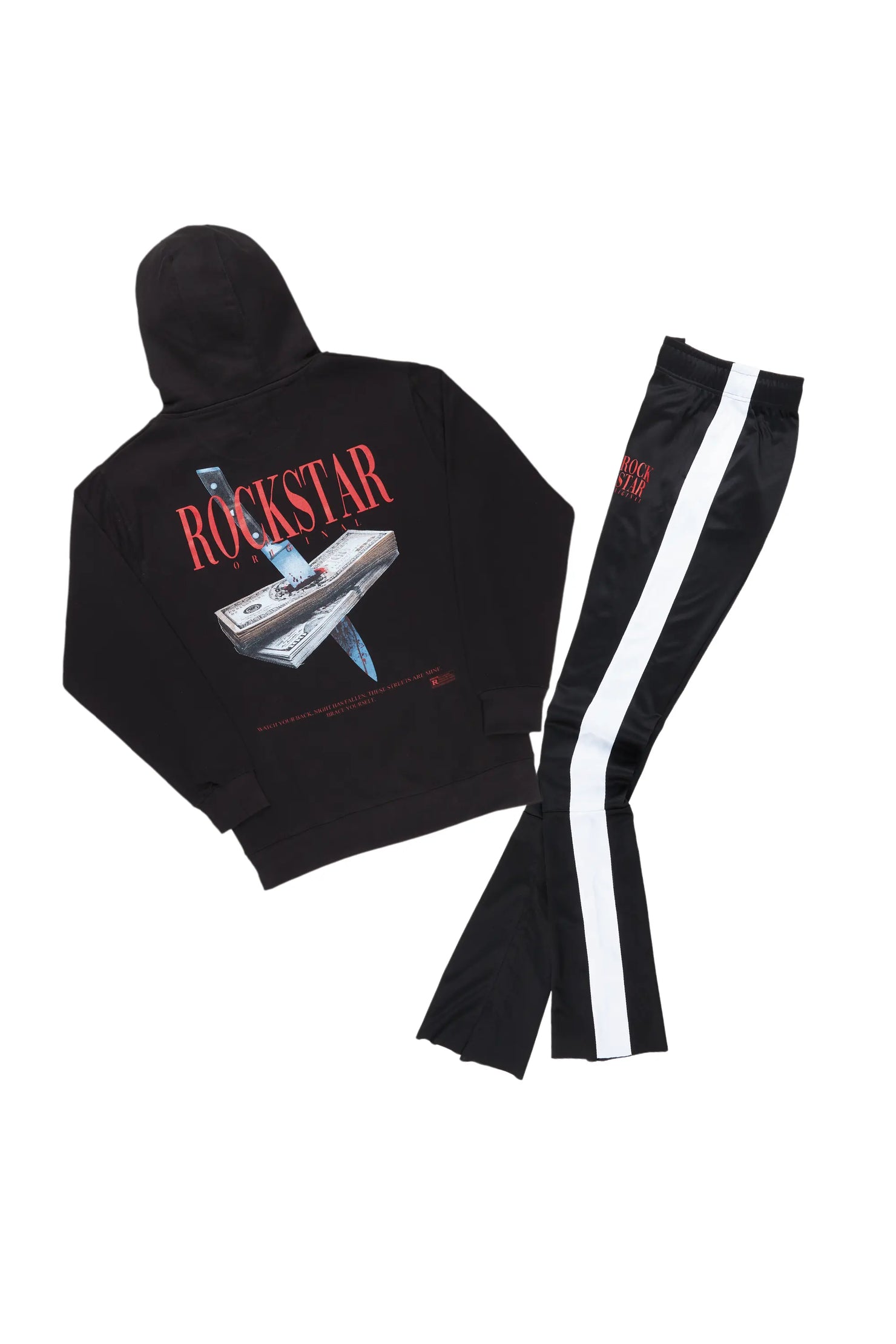 Dayte Nite Black Hoodie Super Stack Track Set