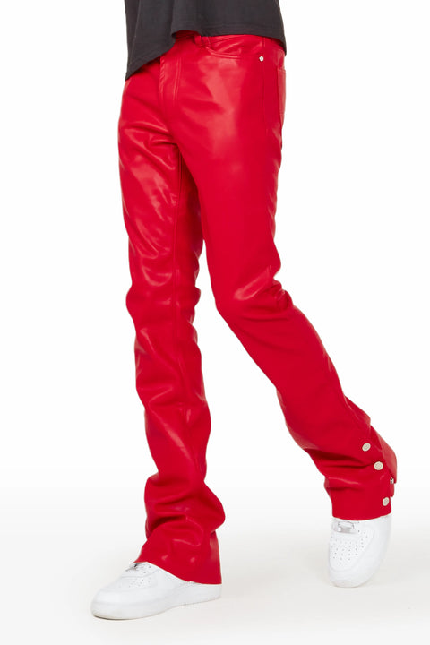 Ennis Red PU Stacked Flare Jean– Rockstar Original