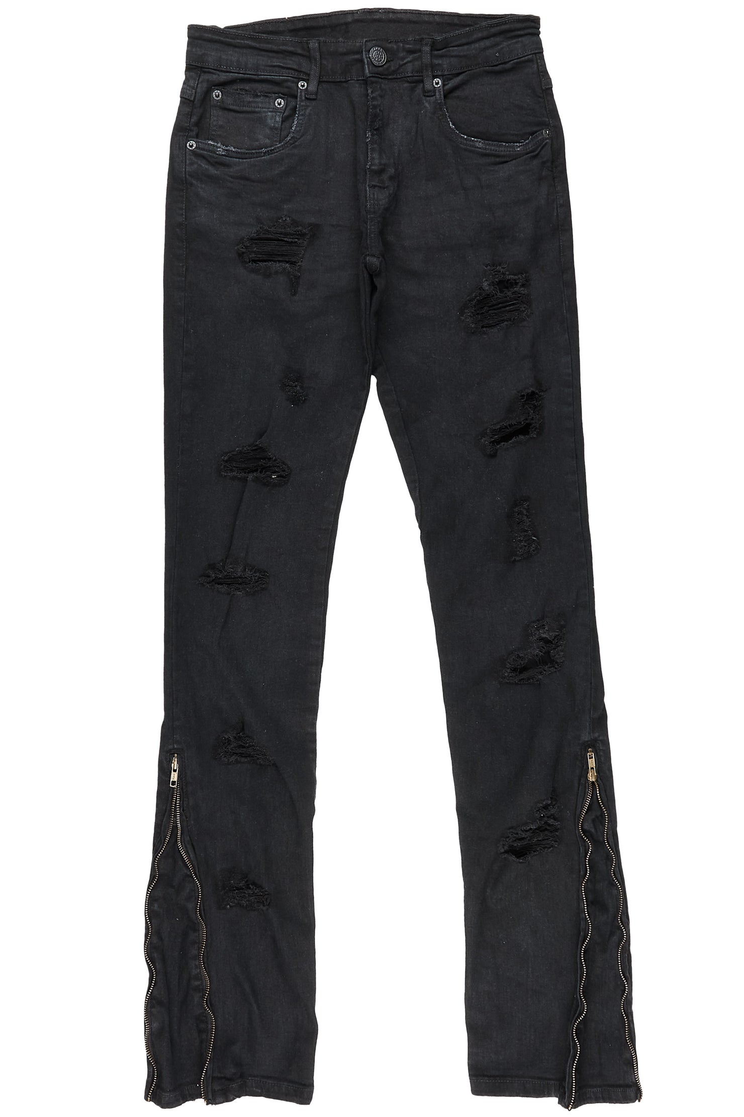 Ezio Black Stacked Flare Jean