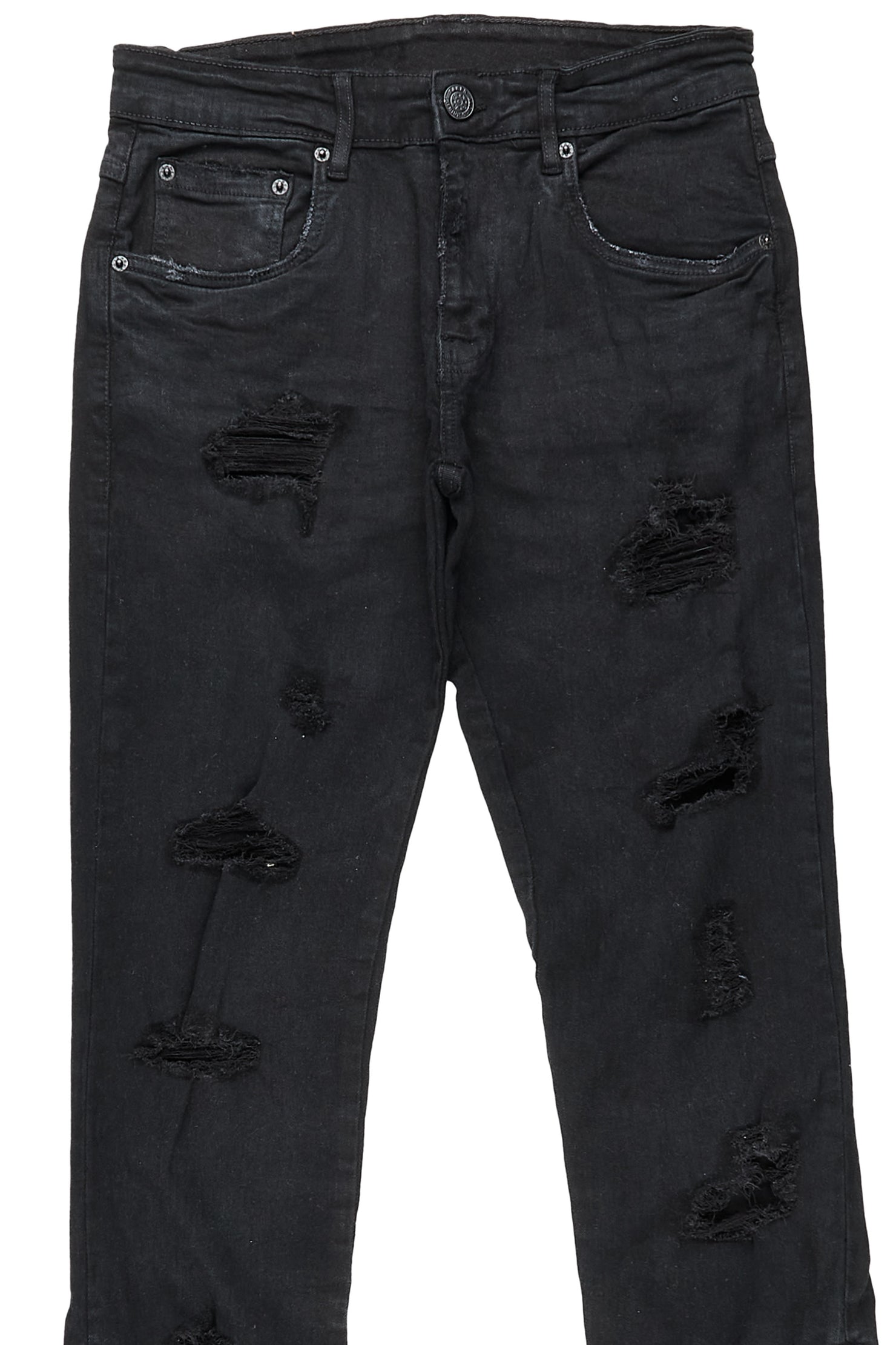 Ezio Black Stacked Flare Jean