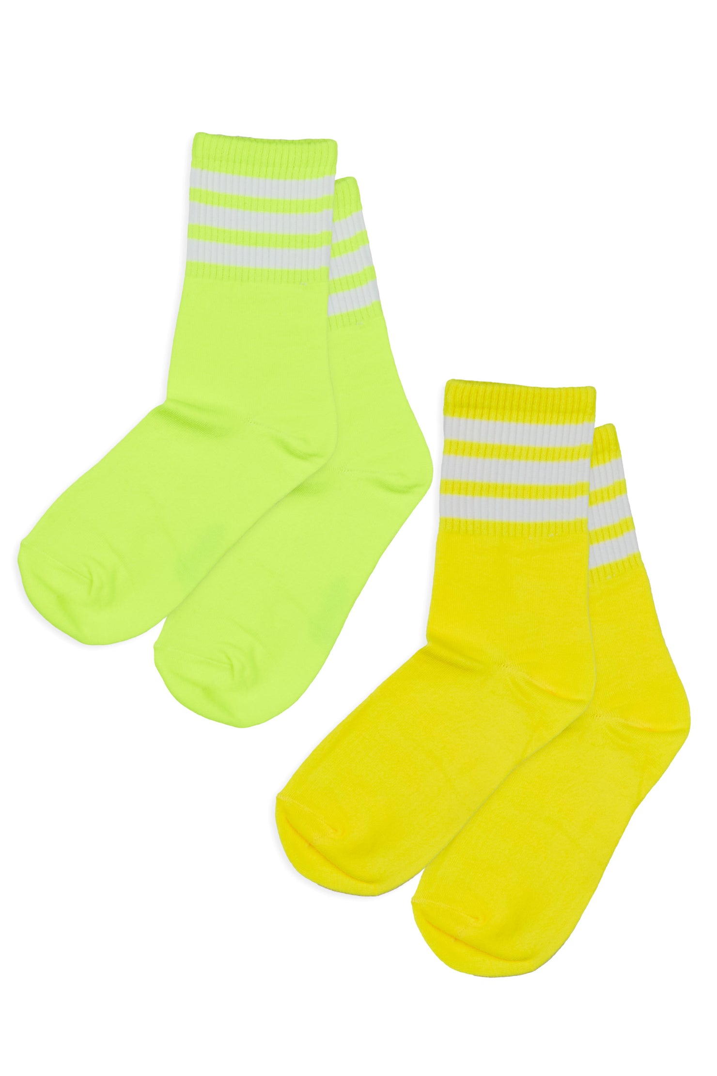 Girls Summer Vibes Neon Green/Yellow Tube Socks (2 pack)