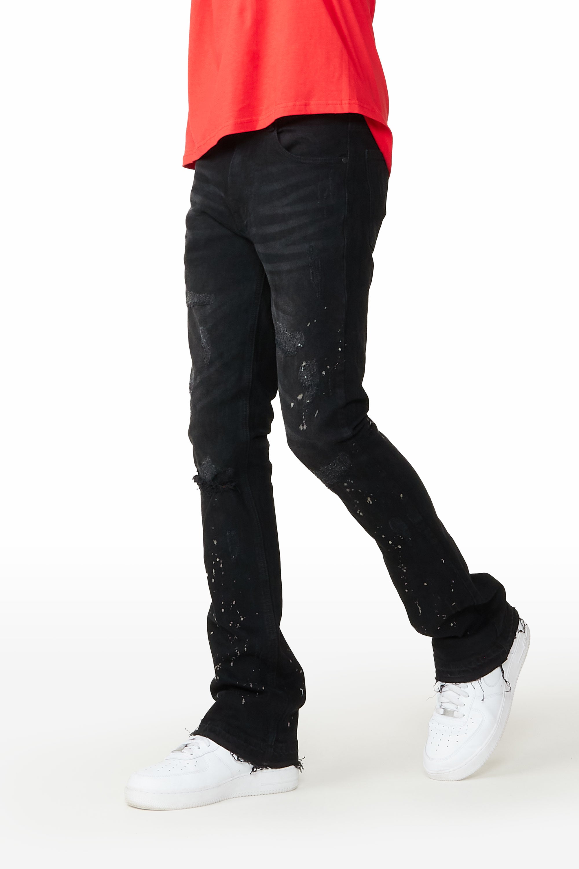 Oddie Black Stacked Flare Jean– Rockstar Original