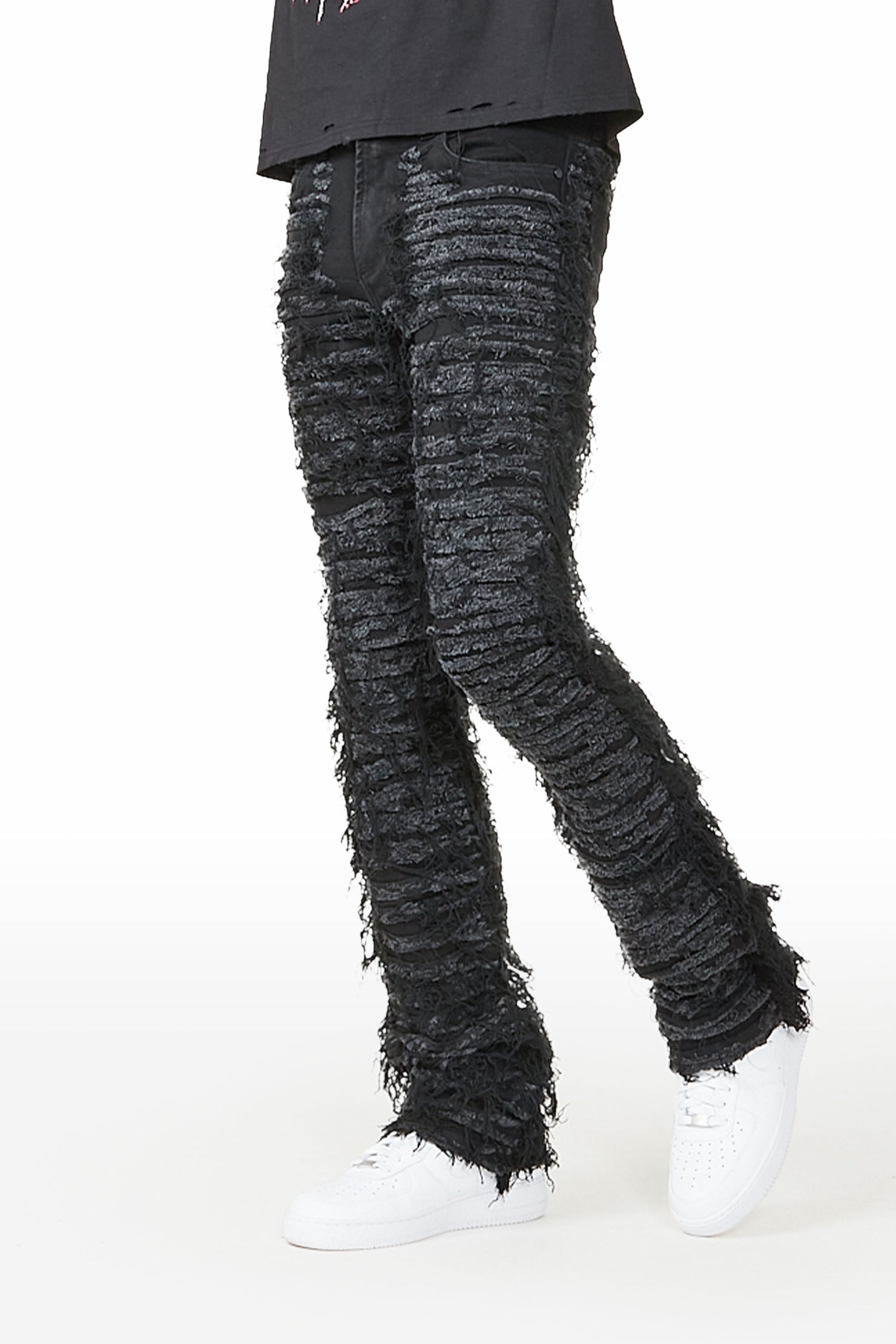 Curtis Jet Black Stacked Flare Jean