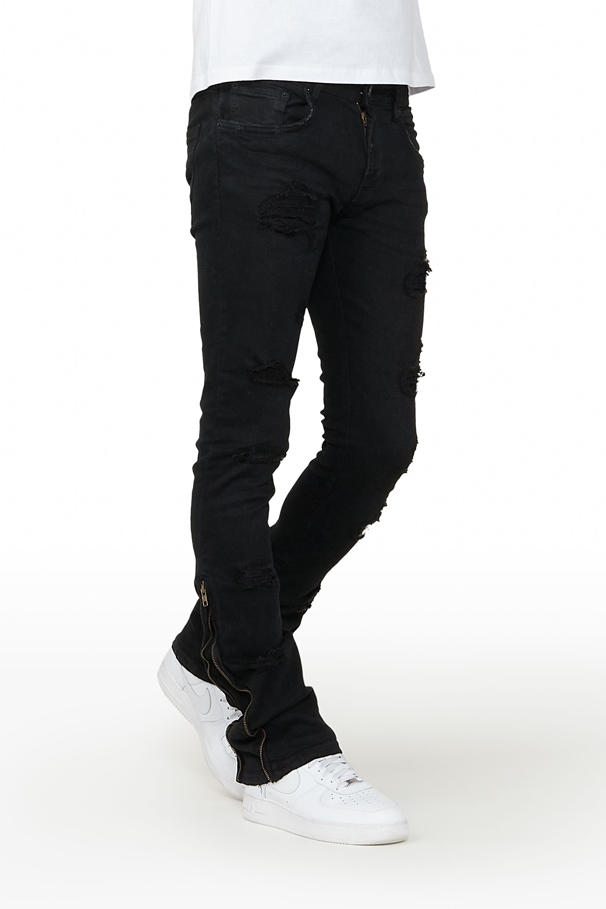 Ezio Black Stacked Flare Jean– Rockstar Original